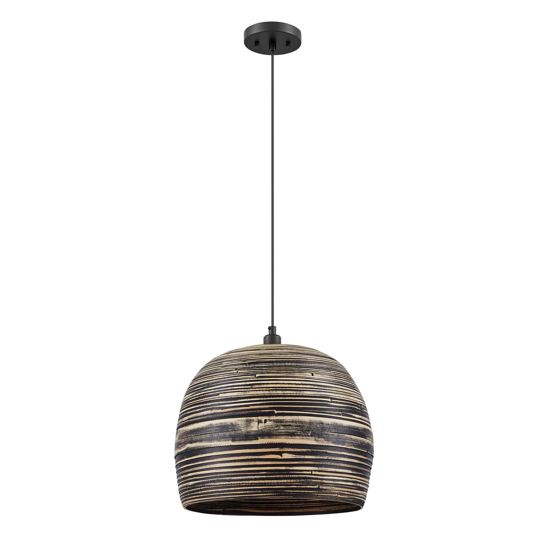 Shown in Black Bamboo finish and Spun Bamboo shade