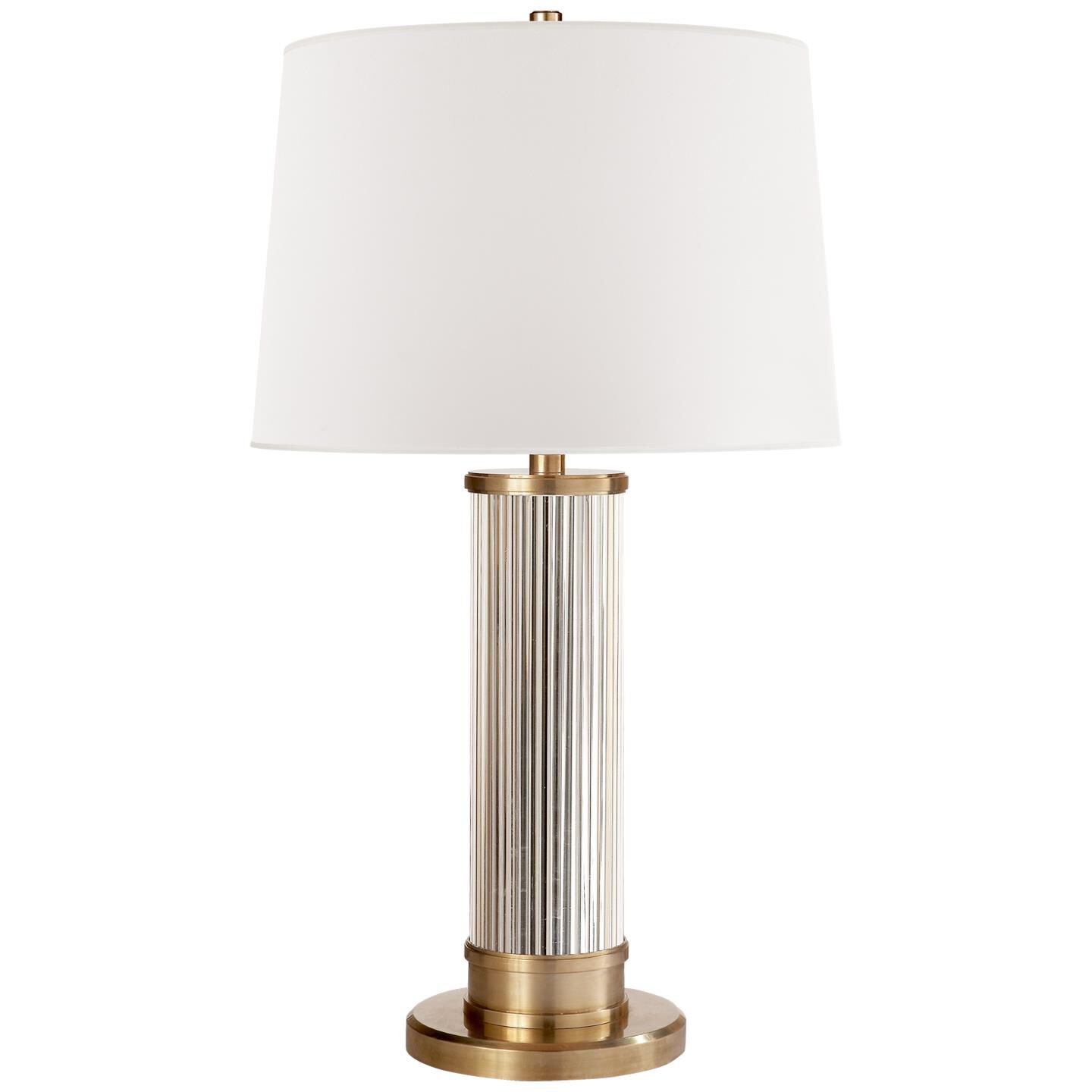 Shown in Natural Brass finish and White Parchment shade