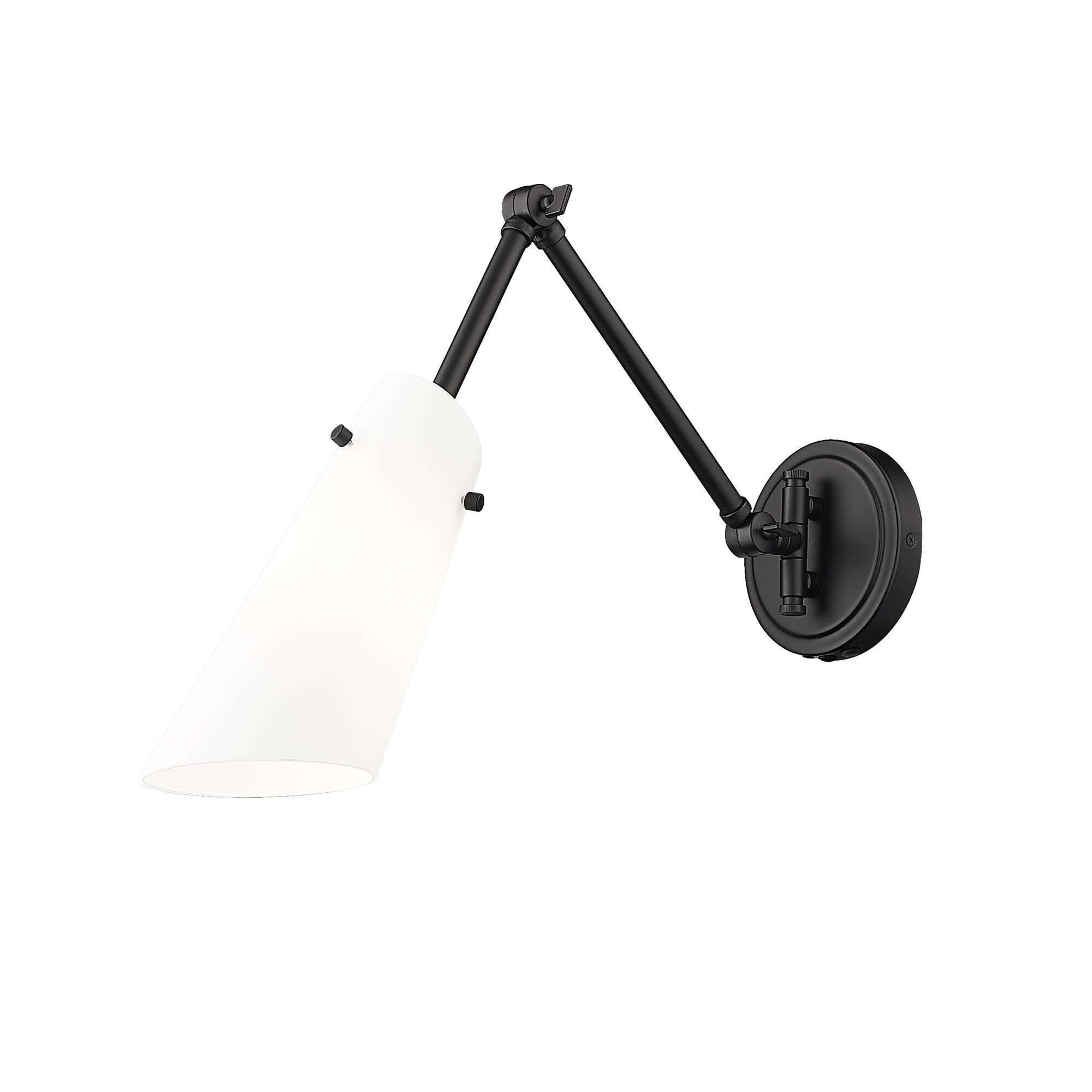 Shown in Matte Black finish and Opal glass and Opal shade