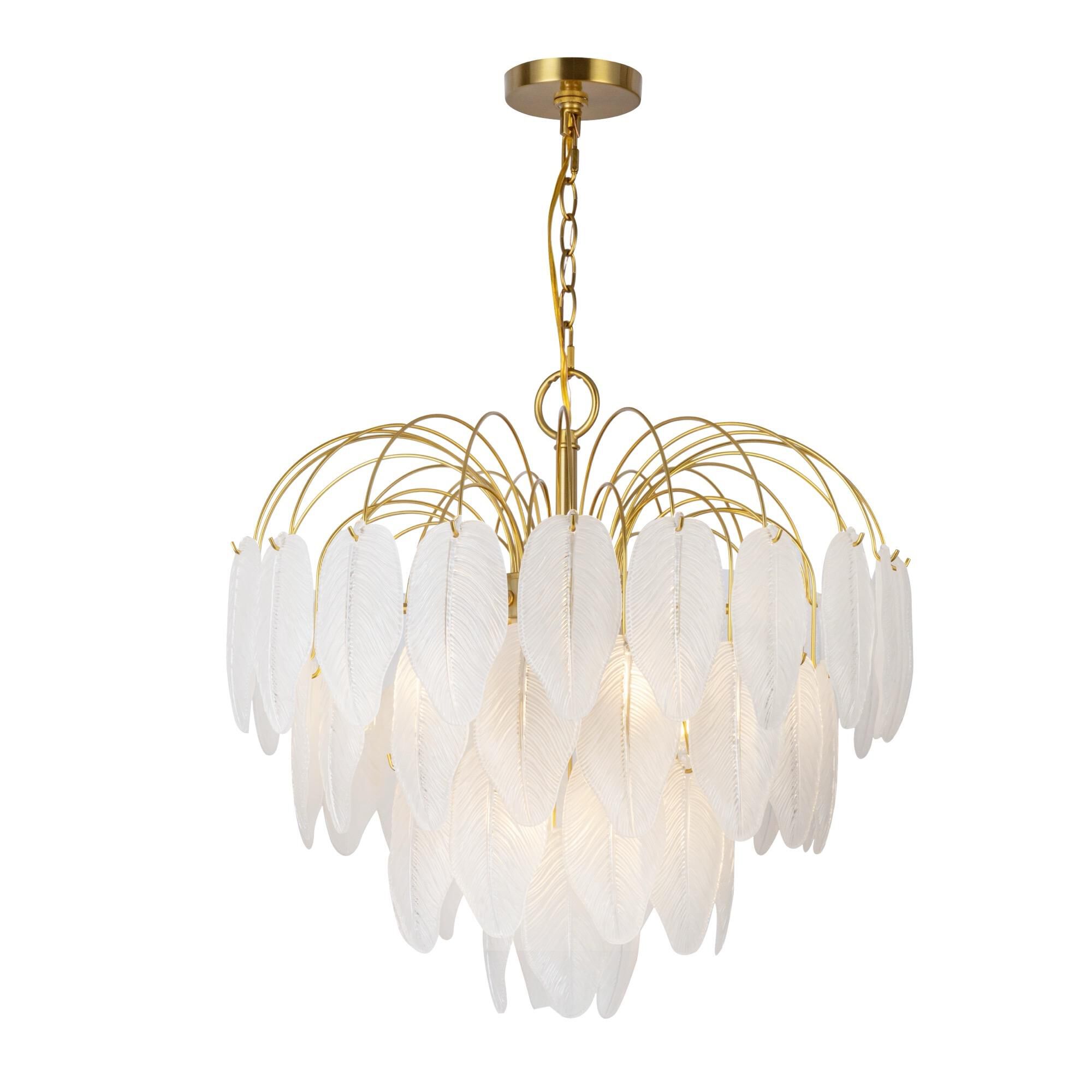 Shown in Brushed Brass finish and White glass