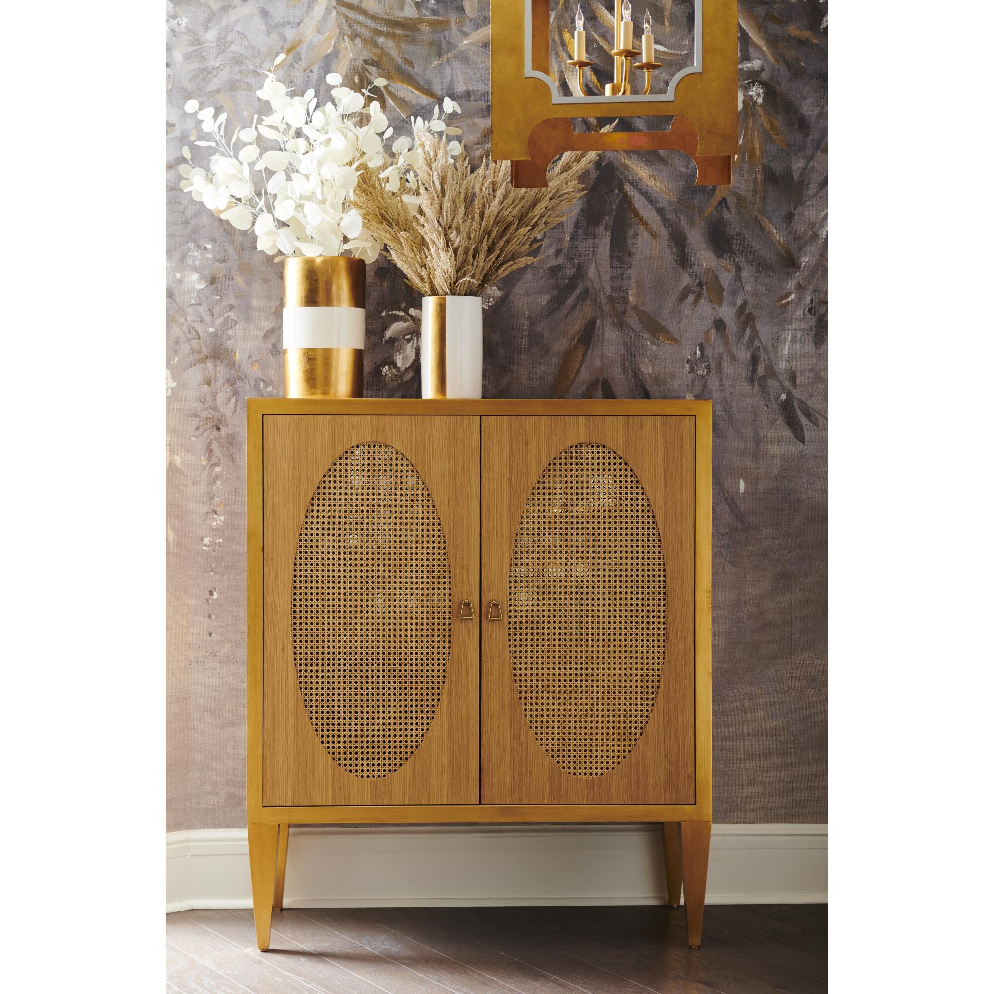 Shown in Oak, Antique Gold Leaf, Natural finish