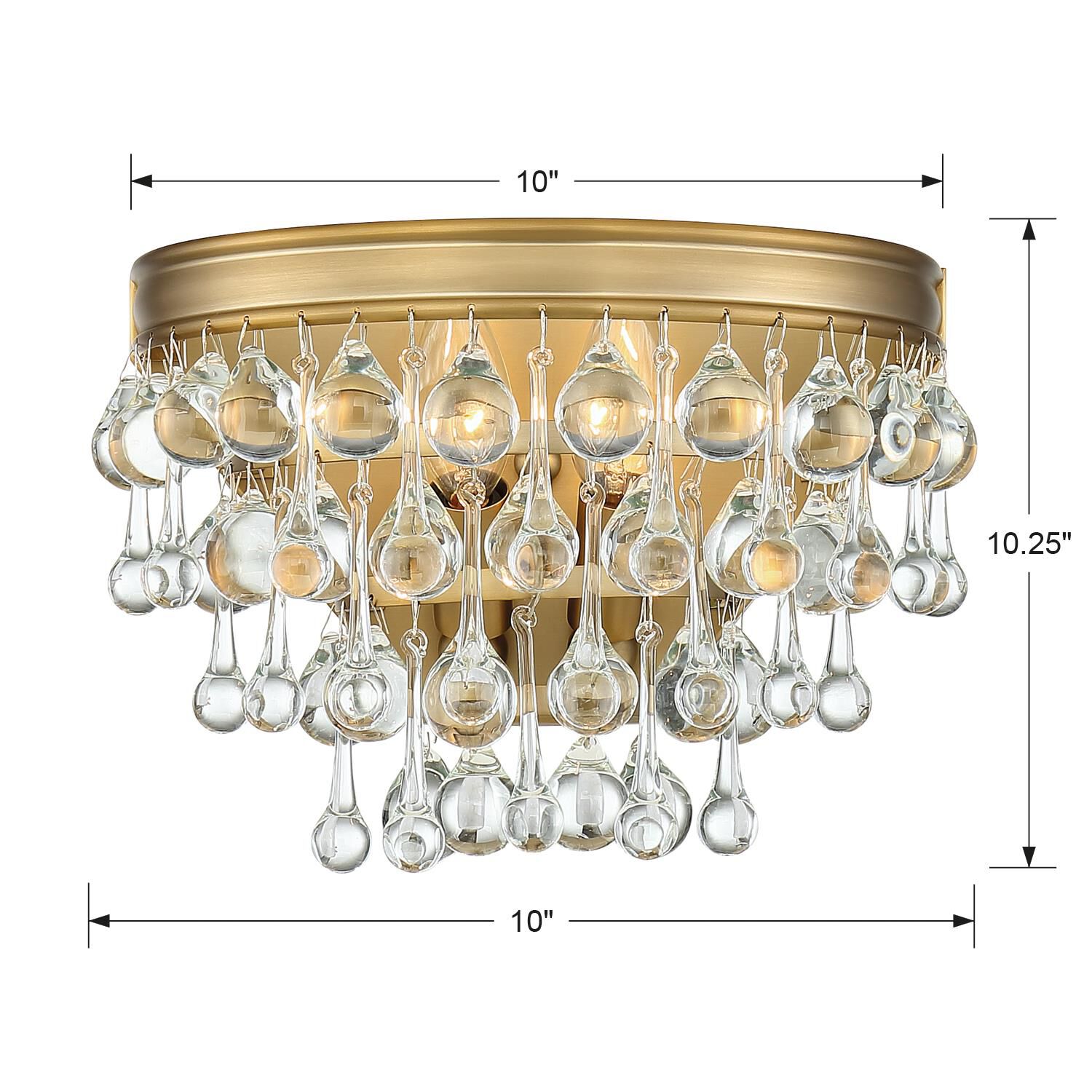 Shown in Vibrant Gold finish and Clear Glass Drops crystal