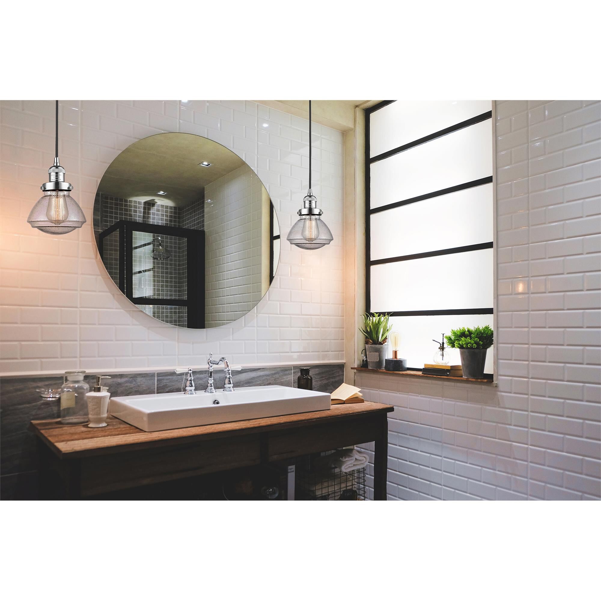 Shown in Polished Chrome finish and Bell glass