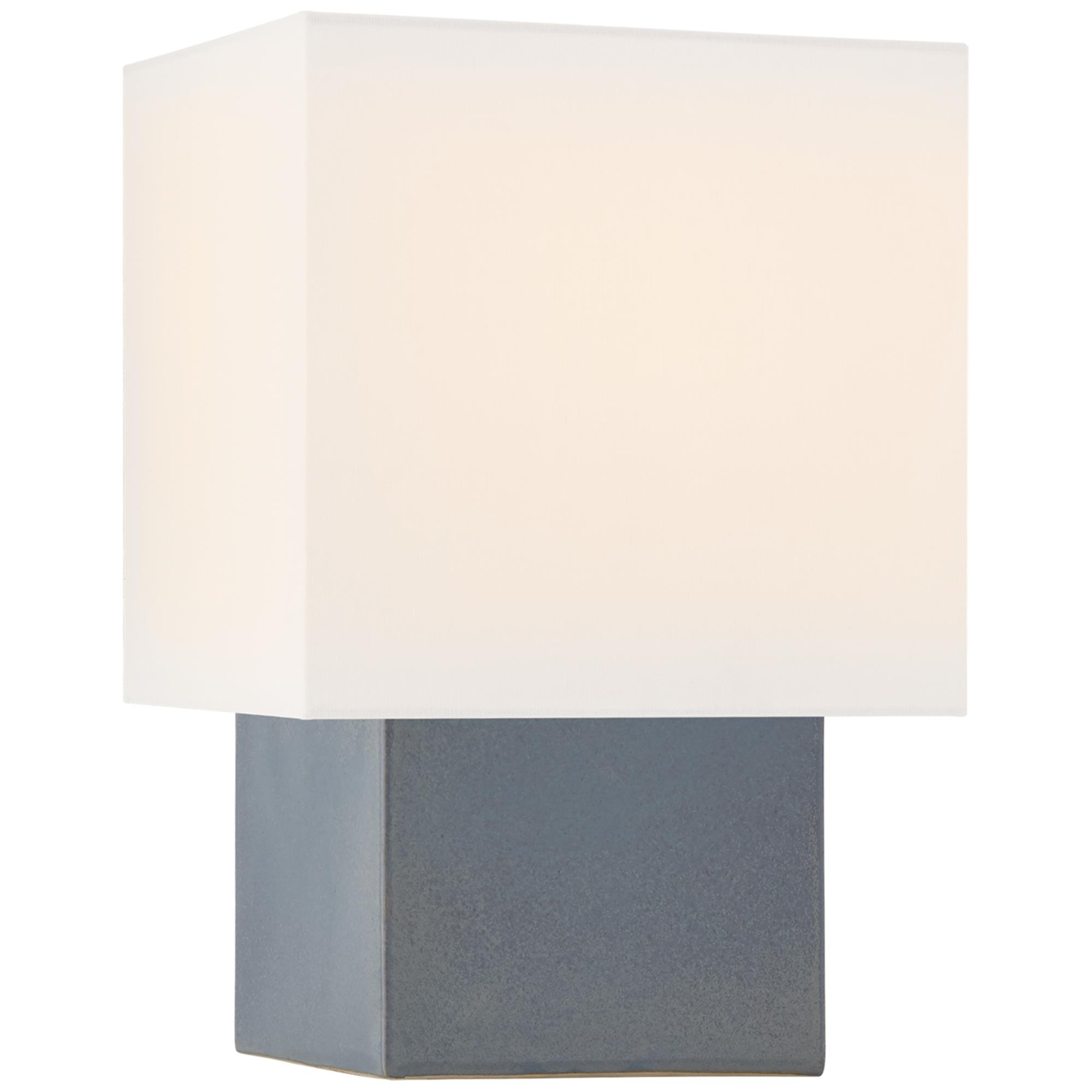 Shown in Cloudy Blue finish and Linen shade