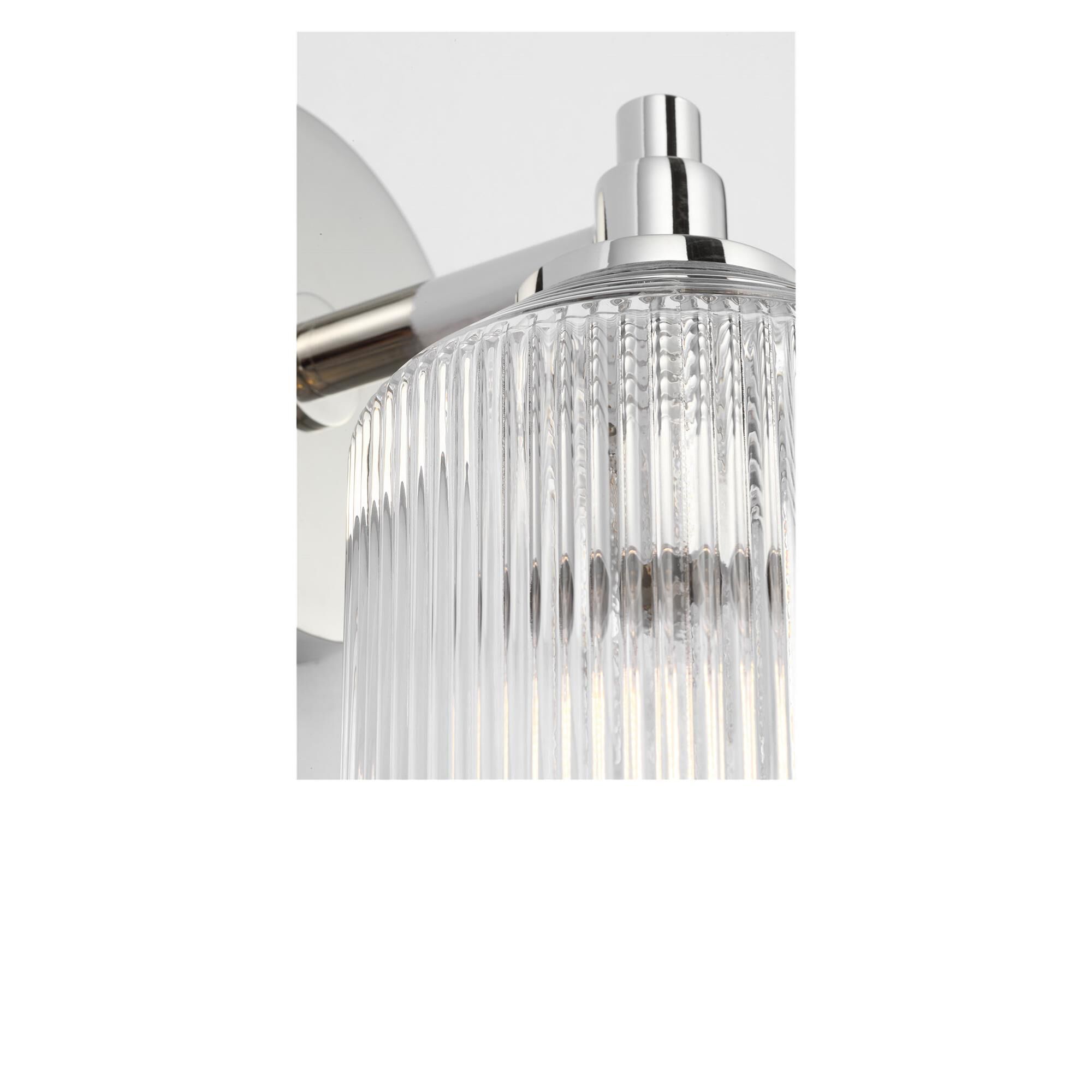 Shown in Polished Nickel finish and Clear Ribbed glass