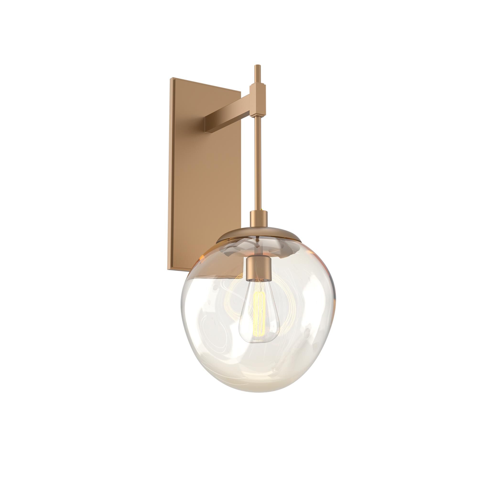 Shown in Novel Brass finish and Amber Blown glass