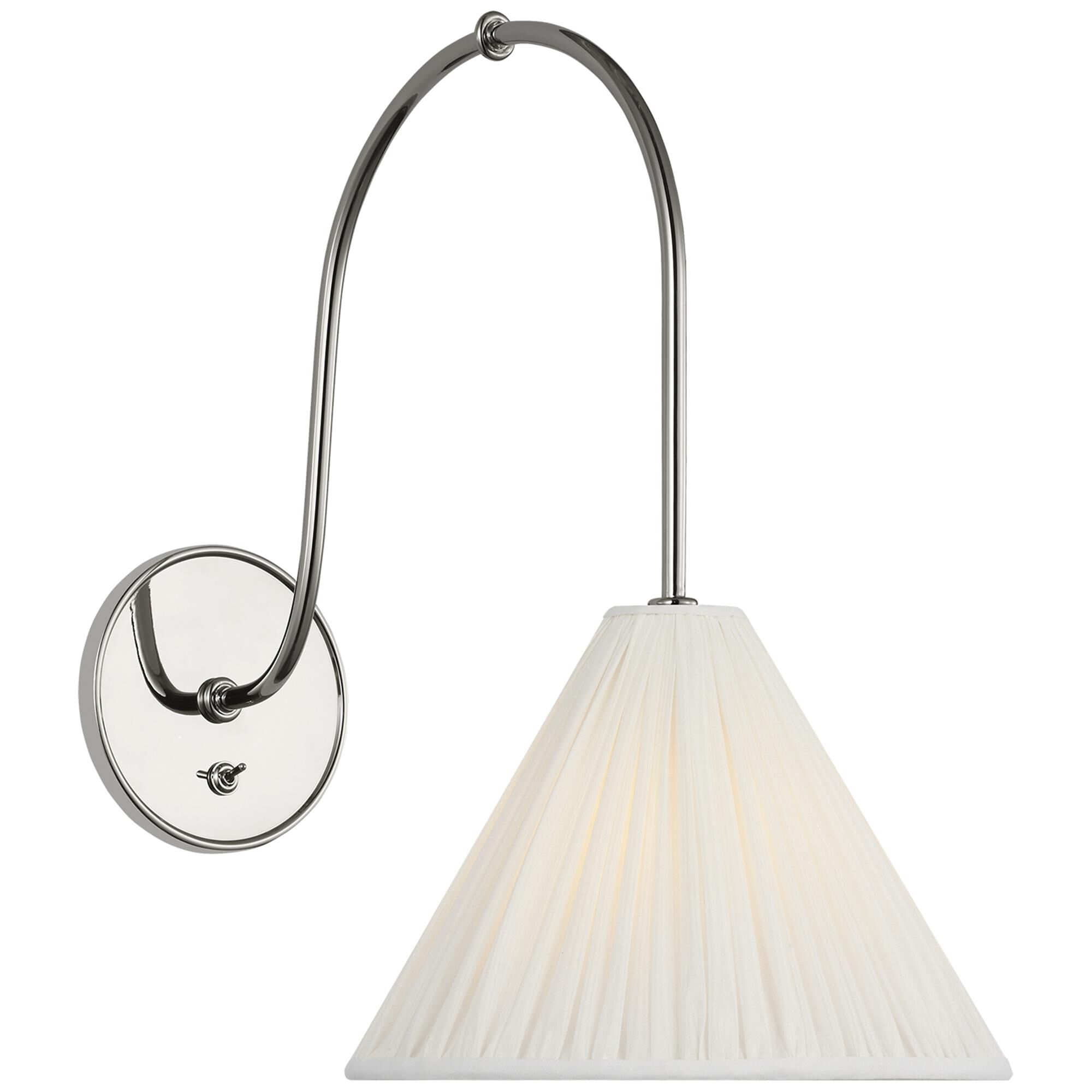 Shown in Polished Nickel finish and Silk Pleated shade