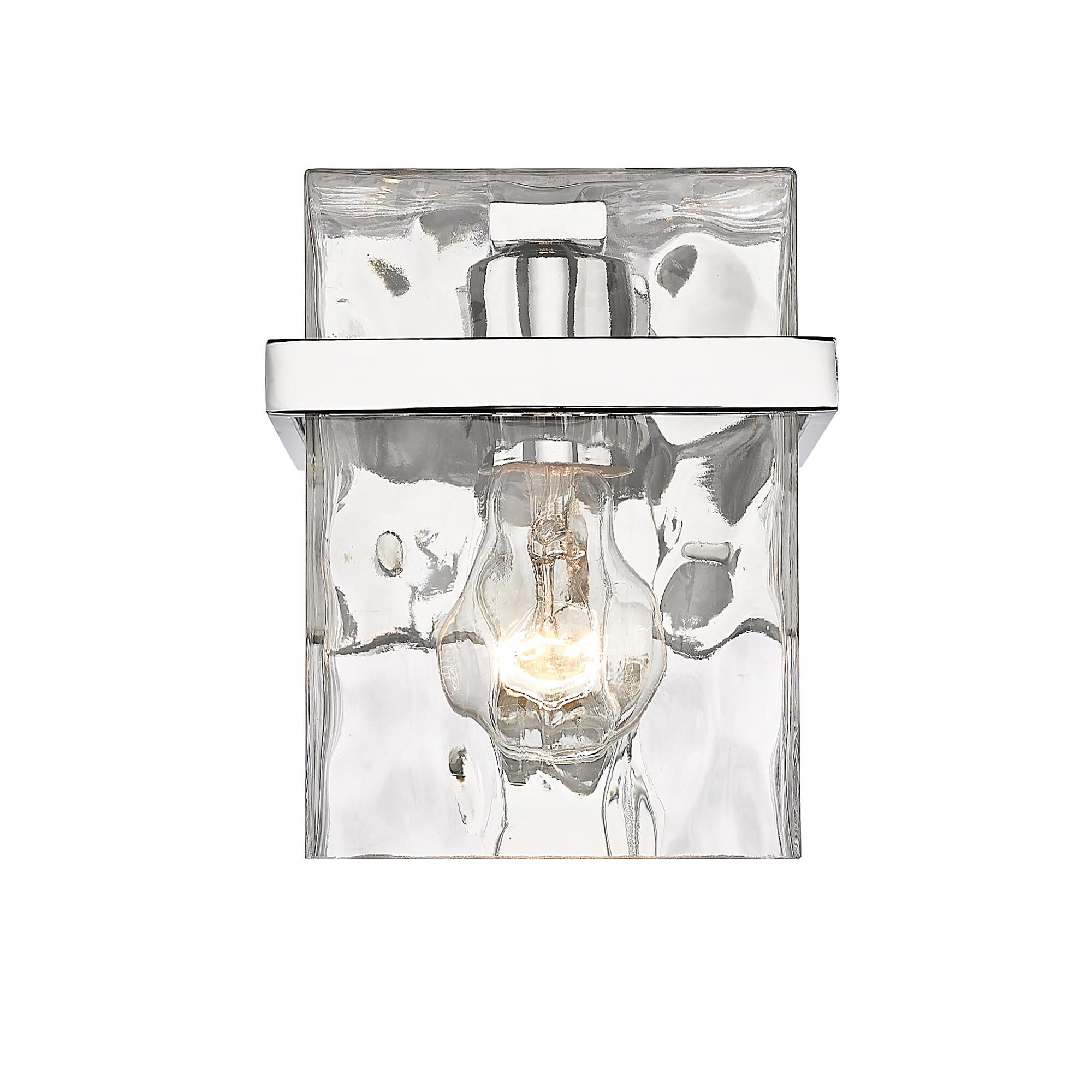 Shown in Chrome finish and Glass shade