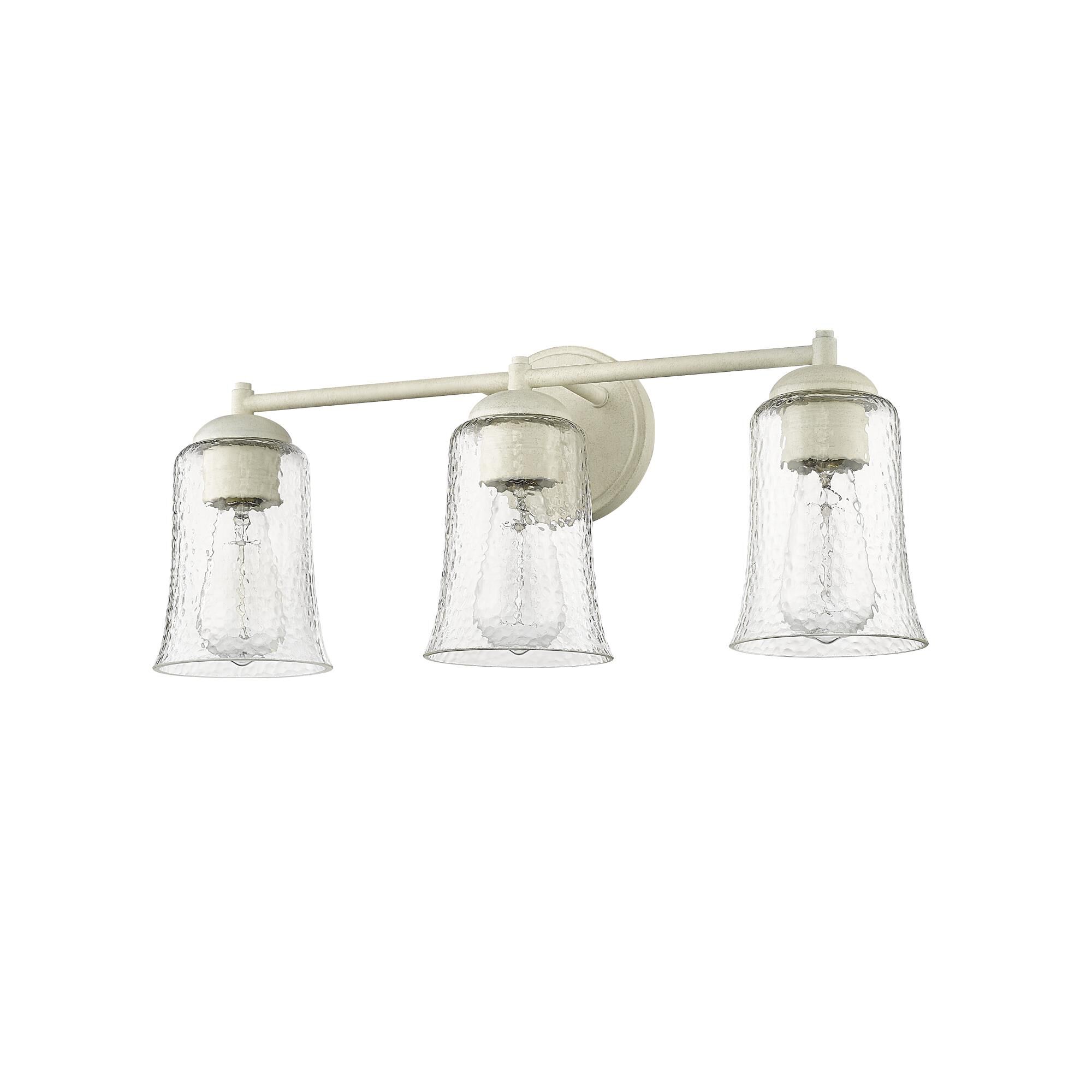 Shown in Cottage White finish and Clear Chiseled glass