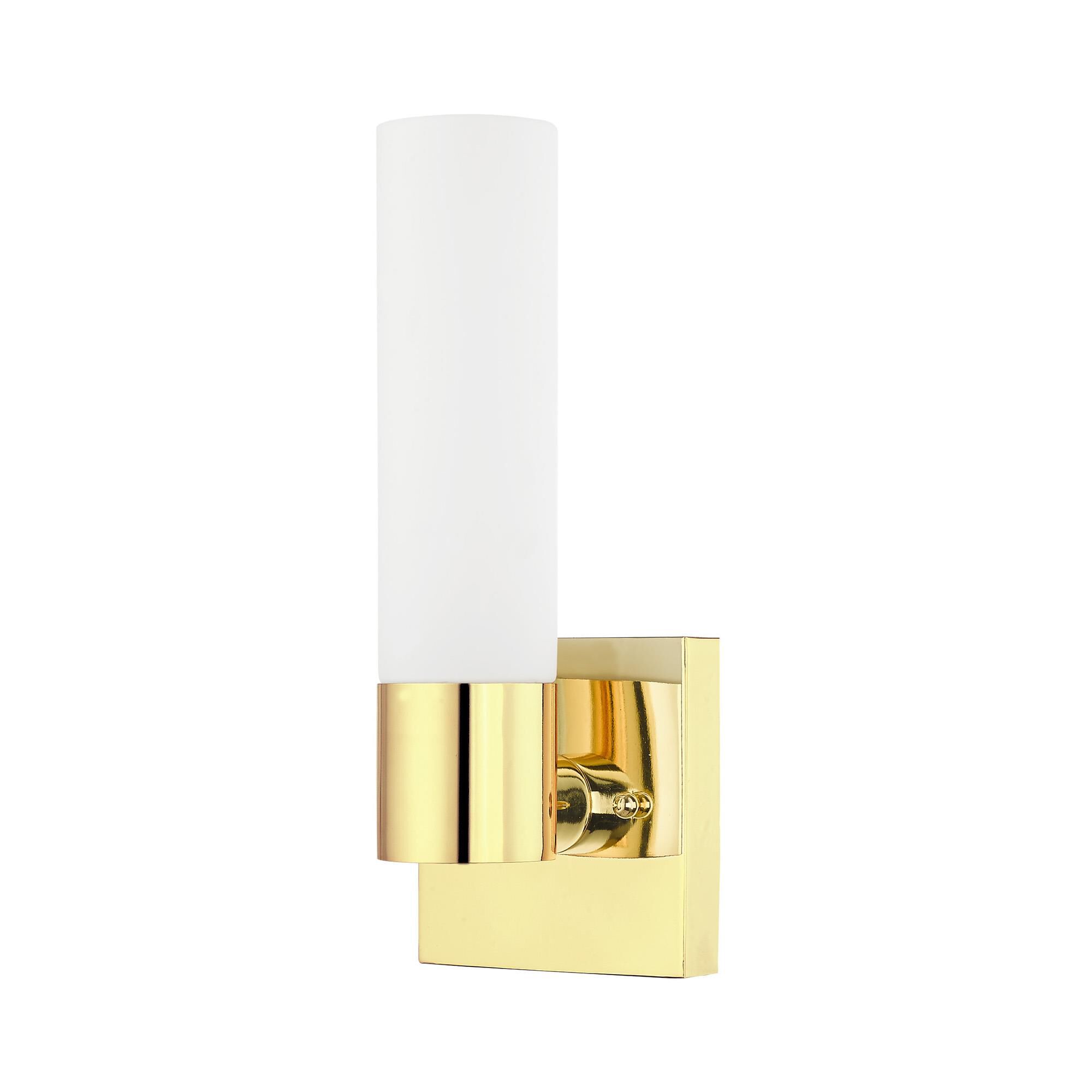 Shown in Polished Brass finish and Hand Blown Satin Opal White Twist Lock glass