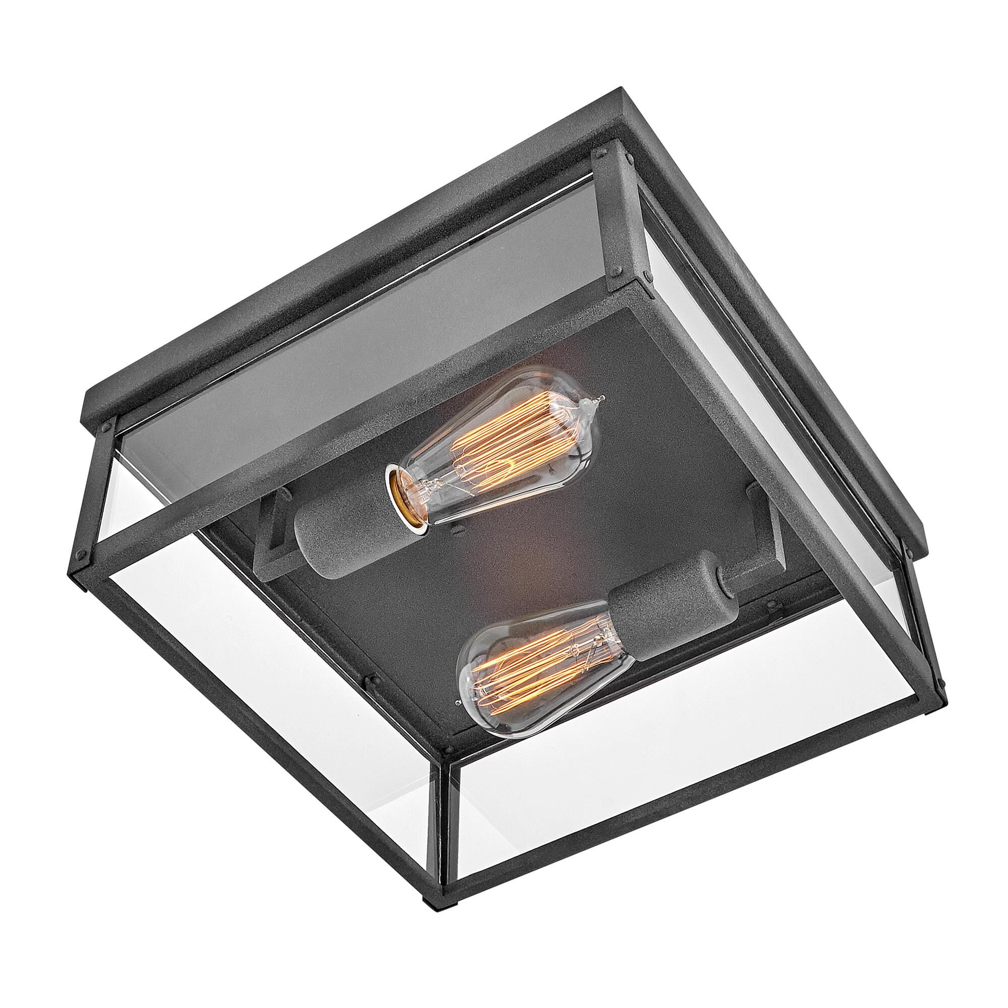 Shown in Aged Zinc finish and Clear glass