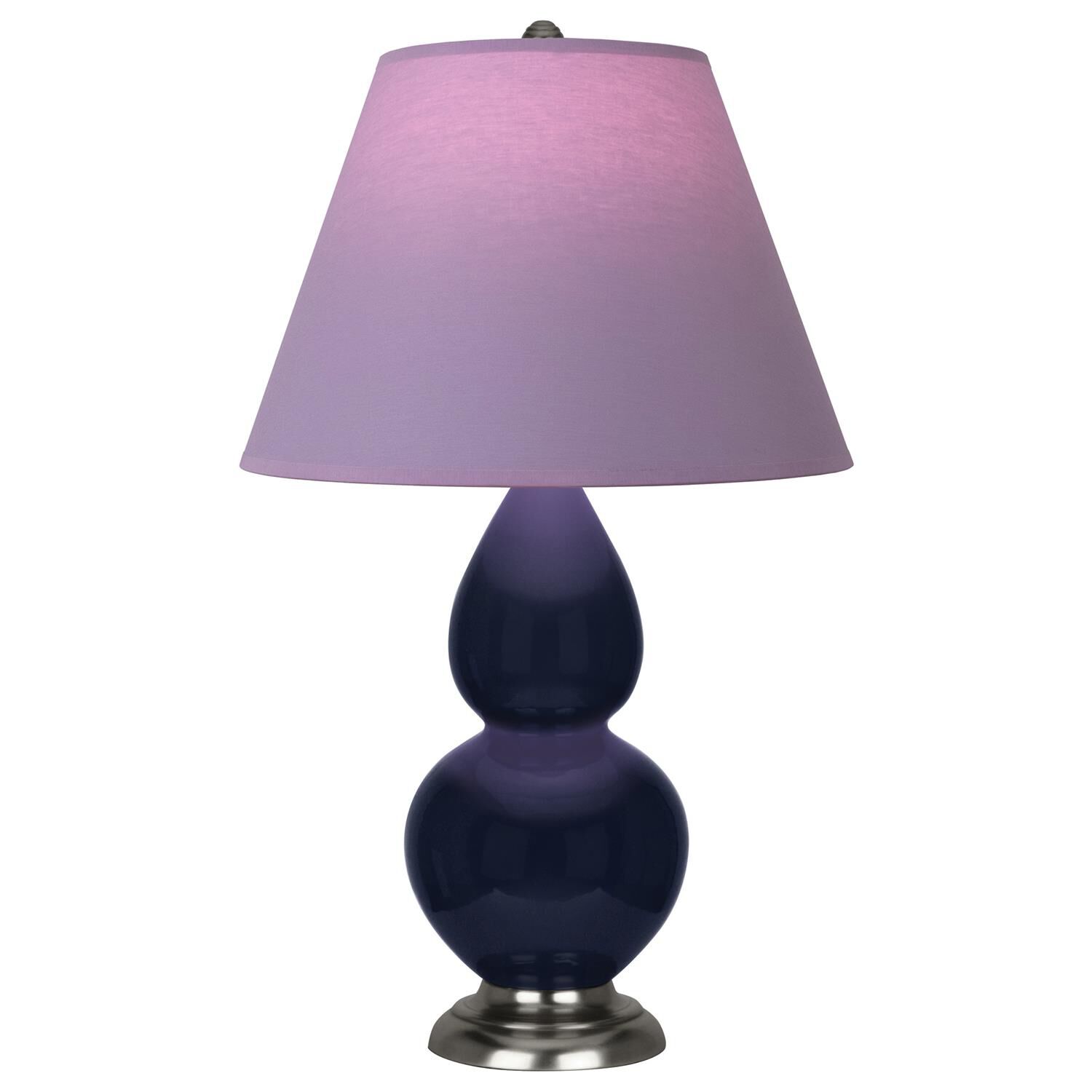 Shown in Midnight Blue finish and Lavender and Plum shade and Antique Silver accent