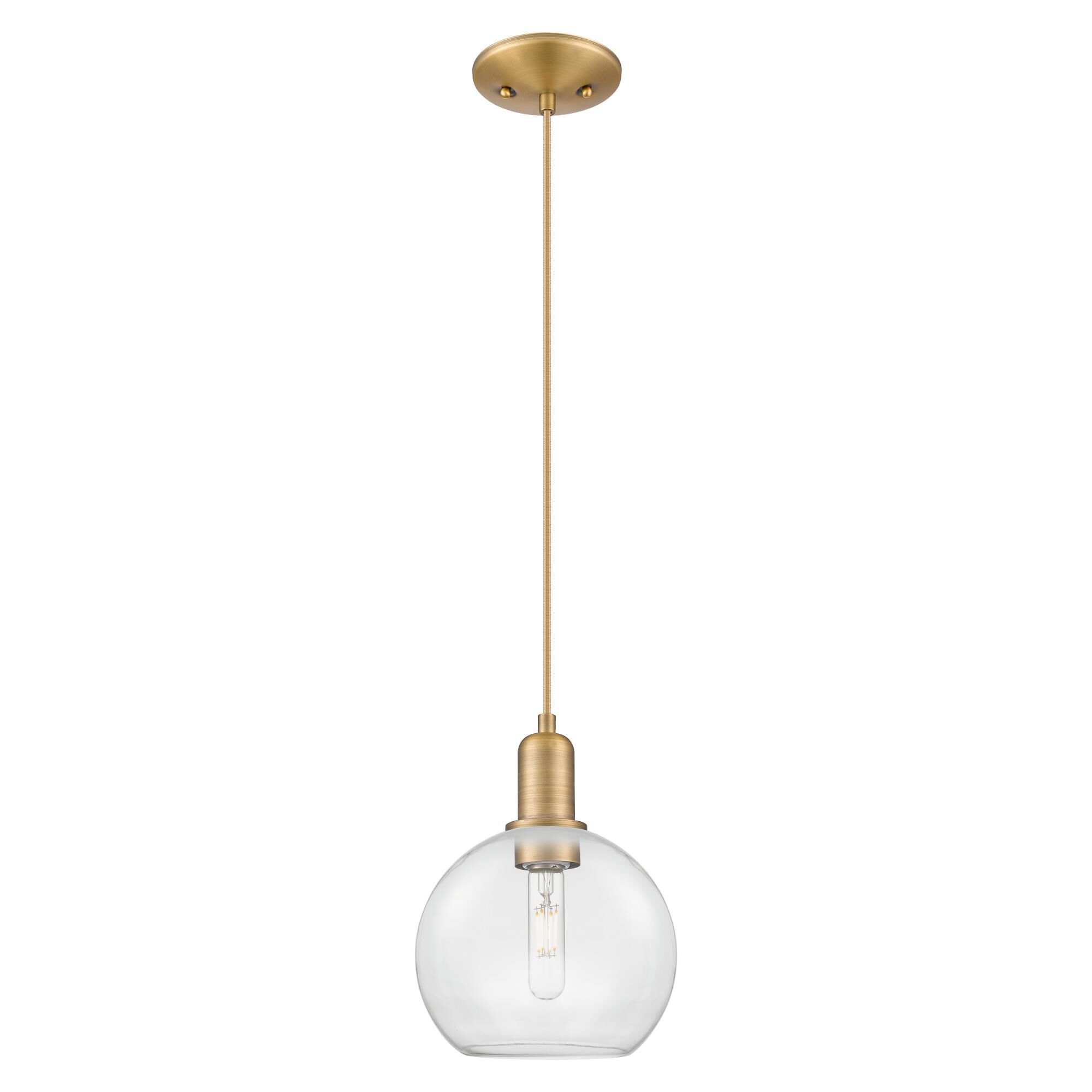 Shown in Brushed Brass finish and Clear glass