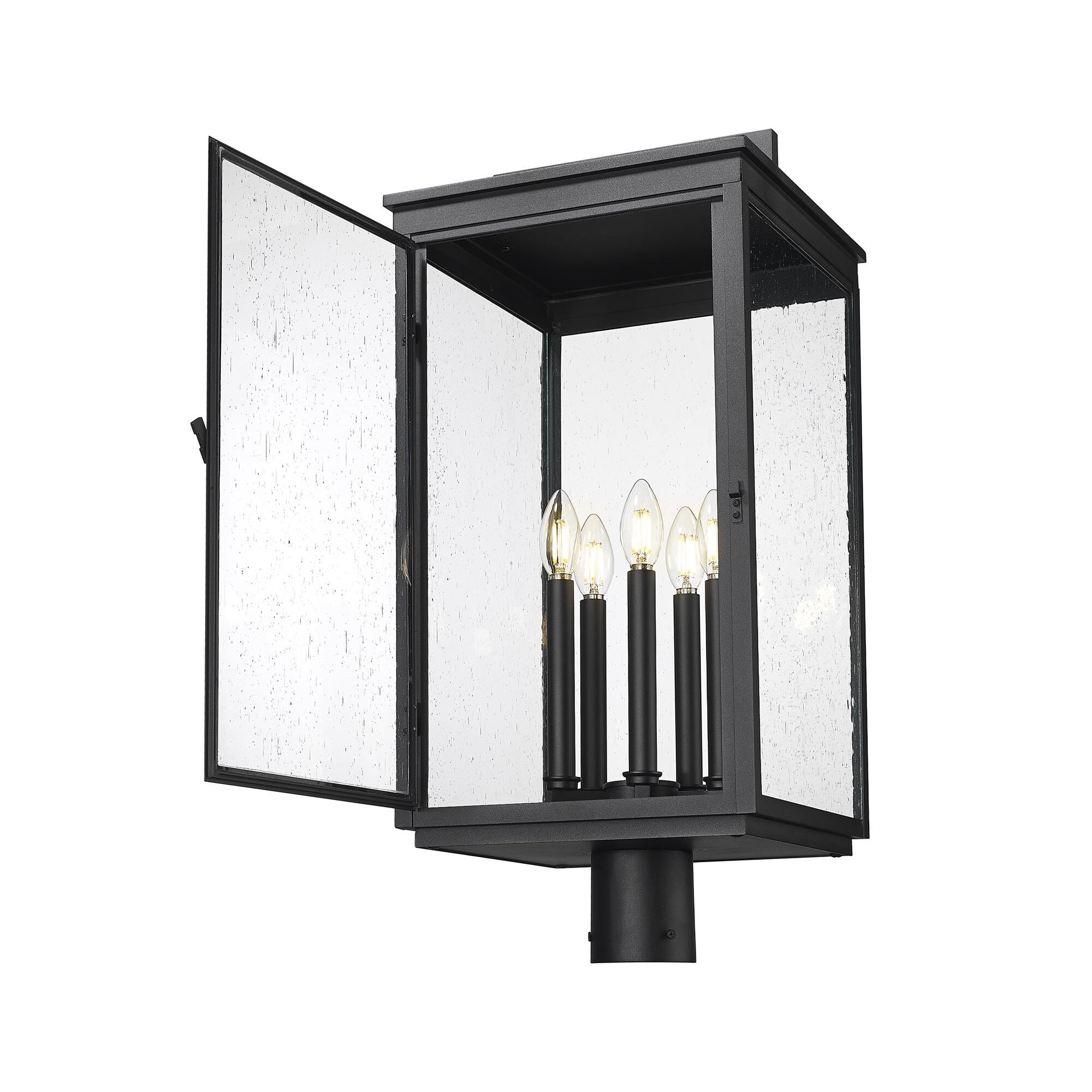 Shown in Sand Black finish and Clear Seedy glass and Clear Seedy shade