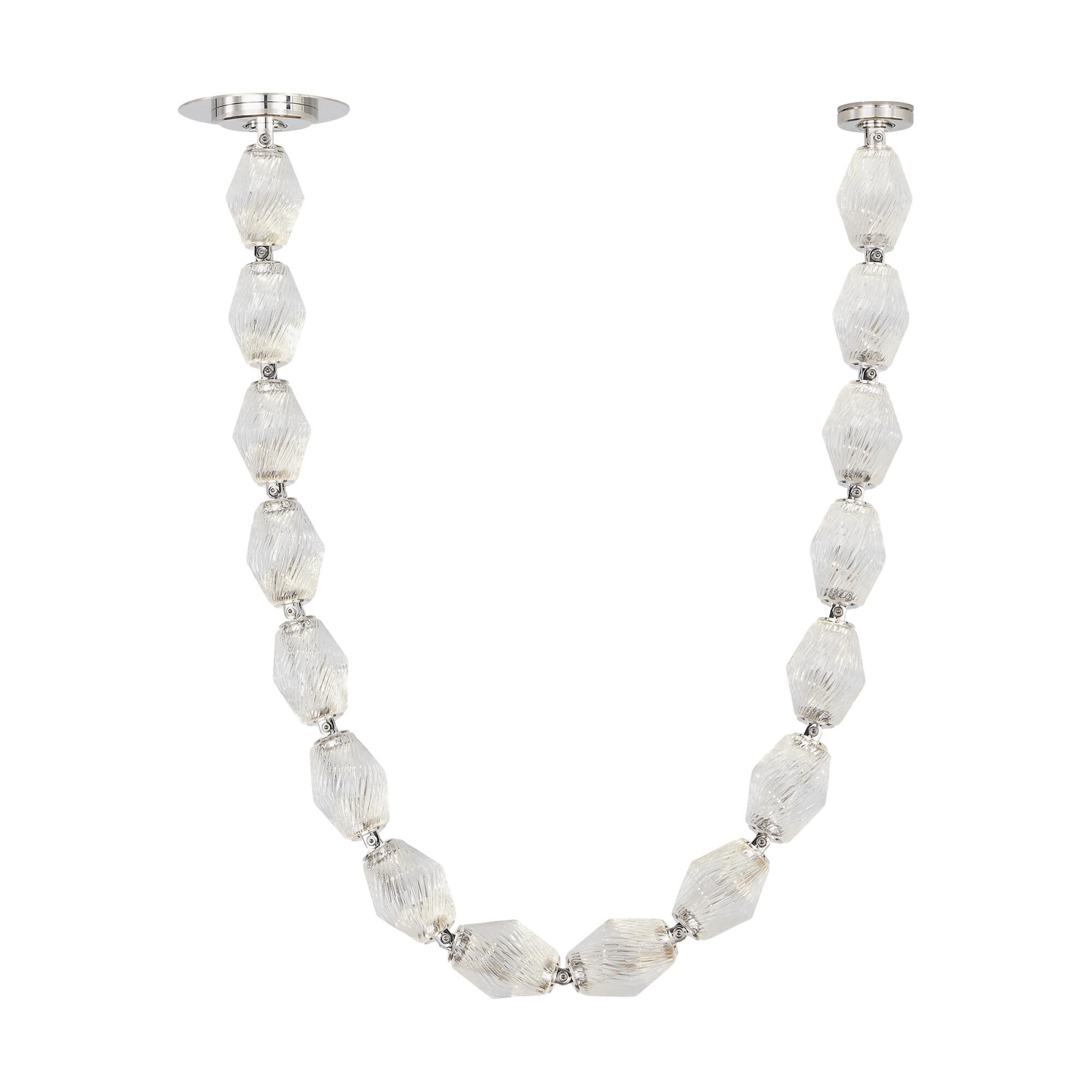 Shown in Polished Nickel finish and Crystal glass