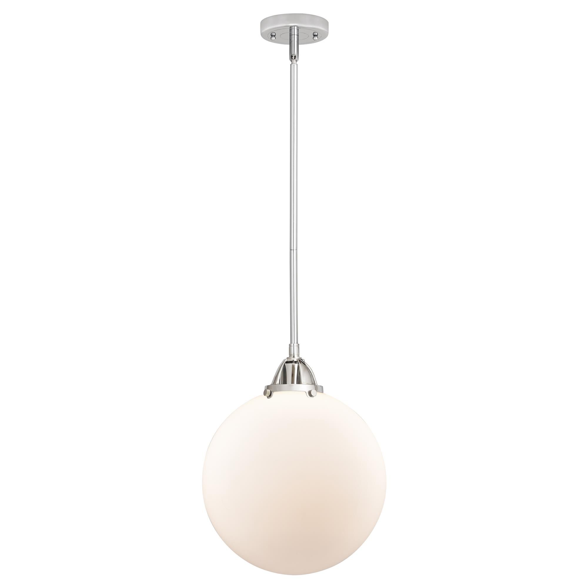 Shown in Polished Chrome finish and Matte White Cased Beacon glass and No Shade shade