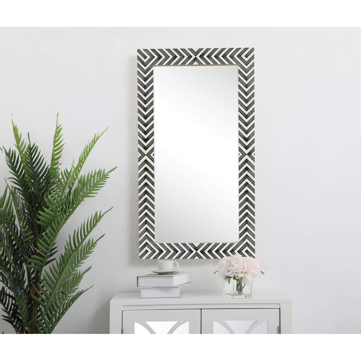 Rectangular mirror 36x20 inch in chevron Wall Mirror by Elegant Decor