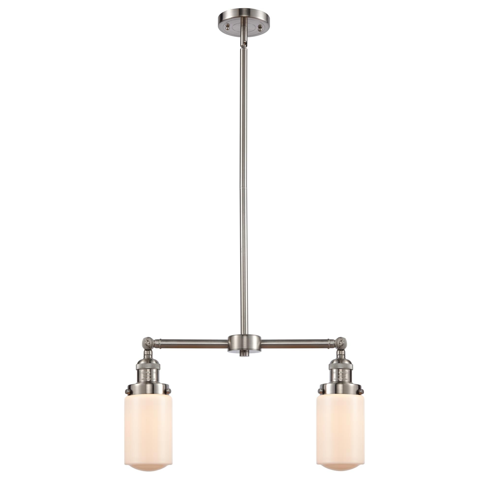 Shown in Brushed Satin Nickel finish and Schoolhouse glass and Glass shade