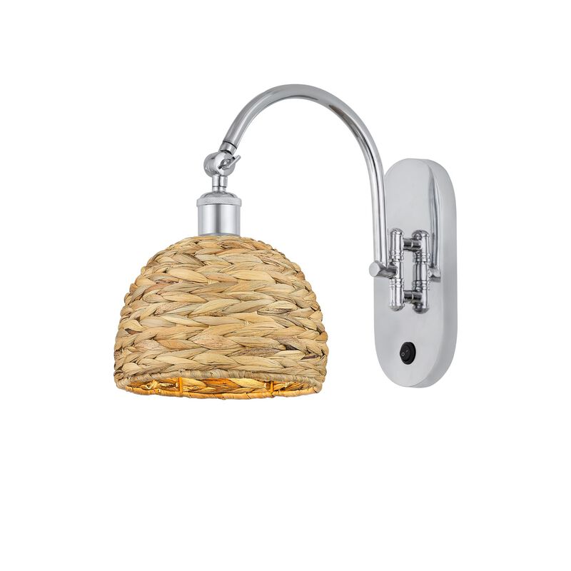 Bruno Marashlian Woven Rattan 8 Inch Wall Swing Lamp by Innovations Lighting