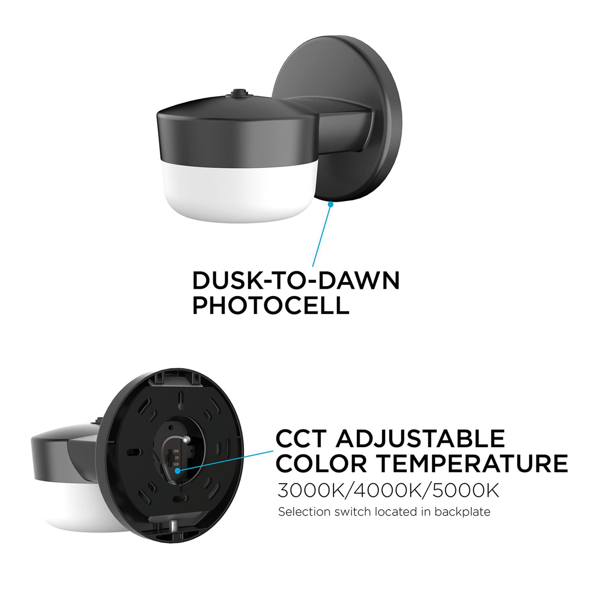 Shown in Black finish and White Polycarbonate shade