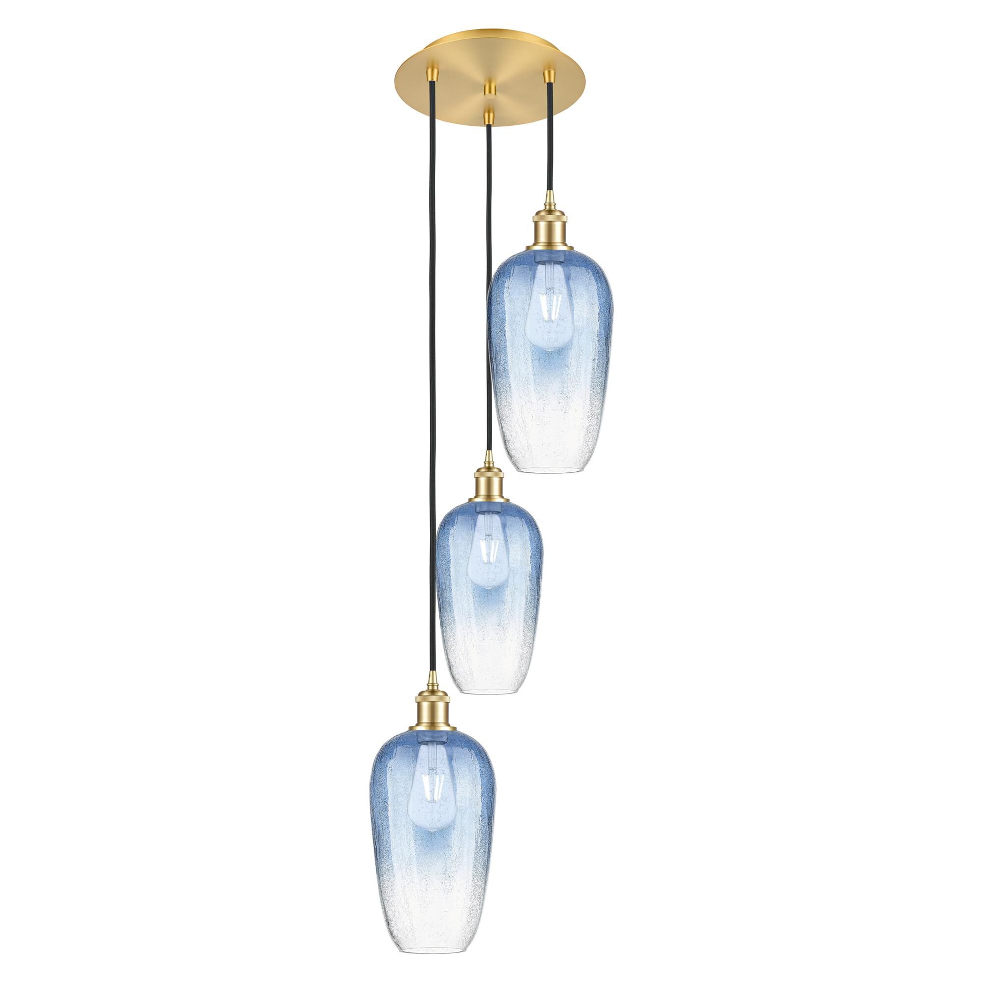 Shown in Satin Gold finish and Sapphire Blue glass
