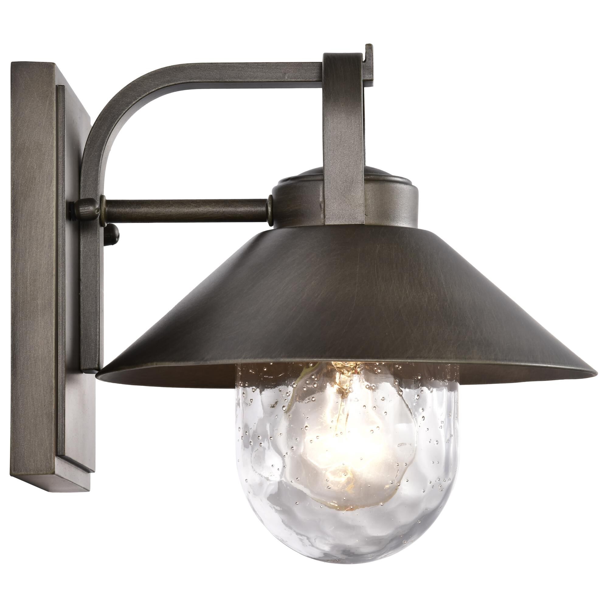 Shown in Bronze finish and Clear Seeded glass