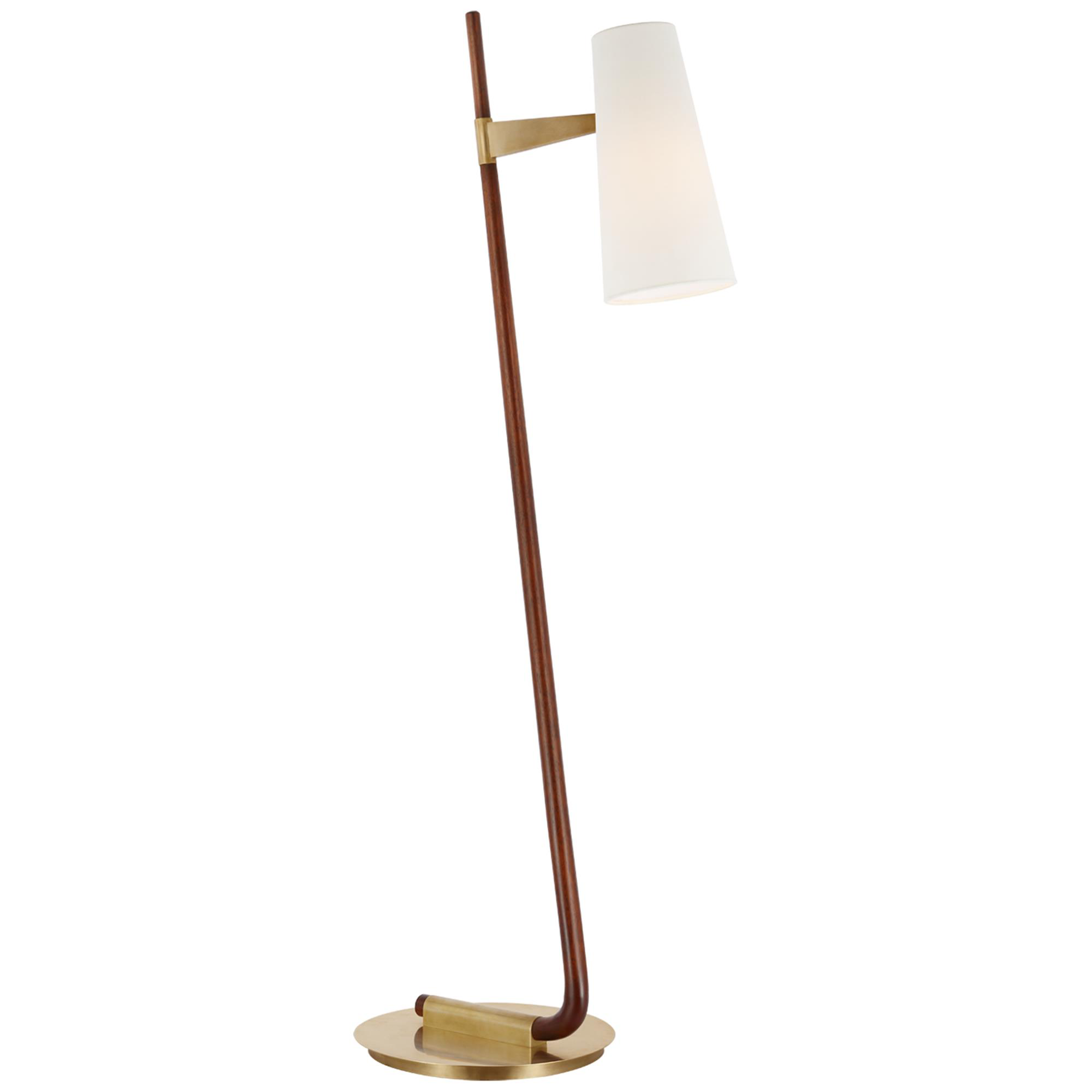 Shown in Mahogany and Hand-Rubbed Antique Brass finish and Linen shade