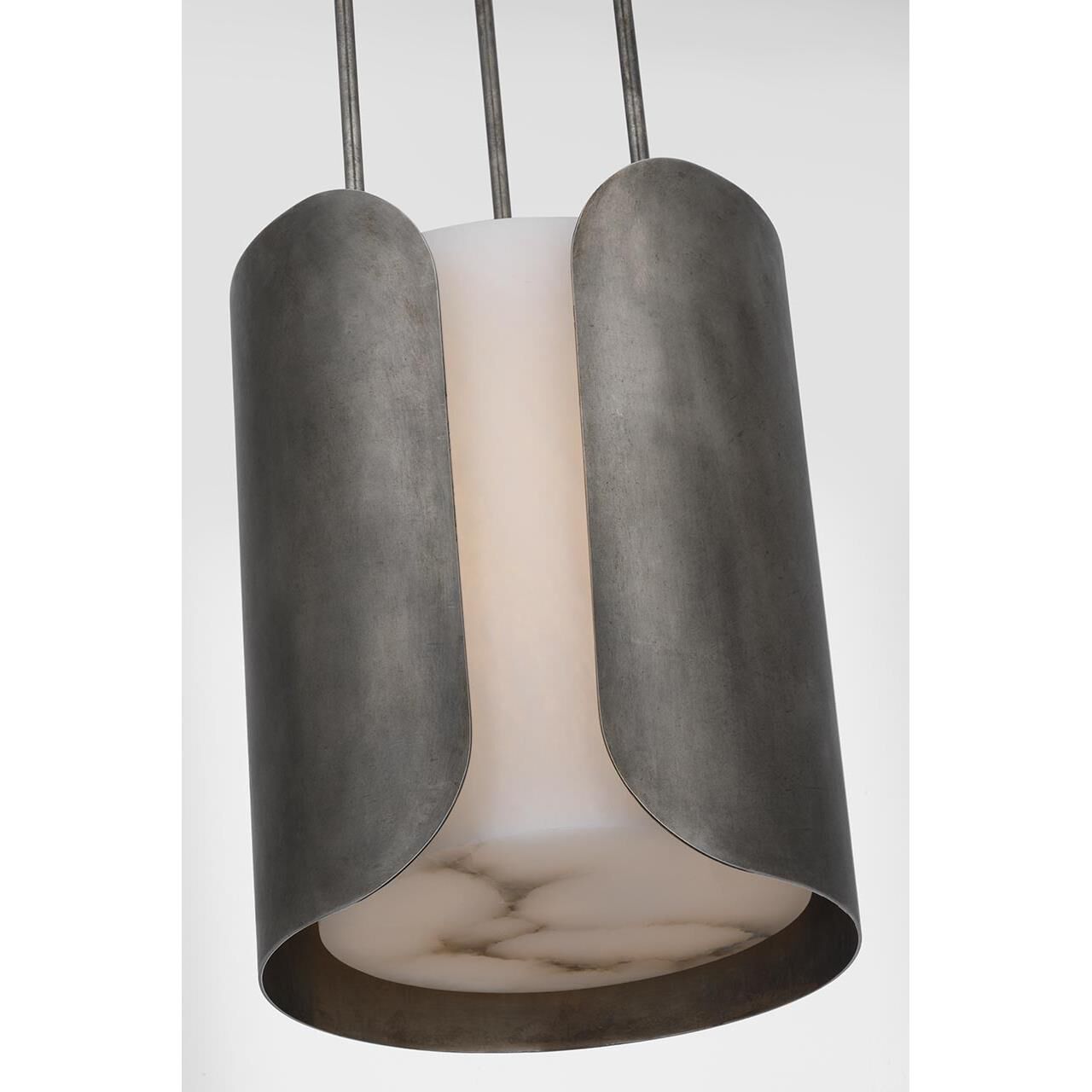 Shown in Mottled Pewter finish and Alabaster shade