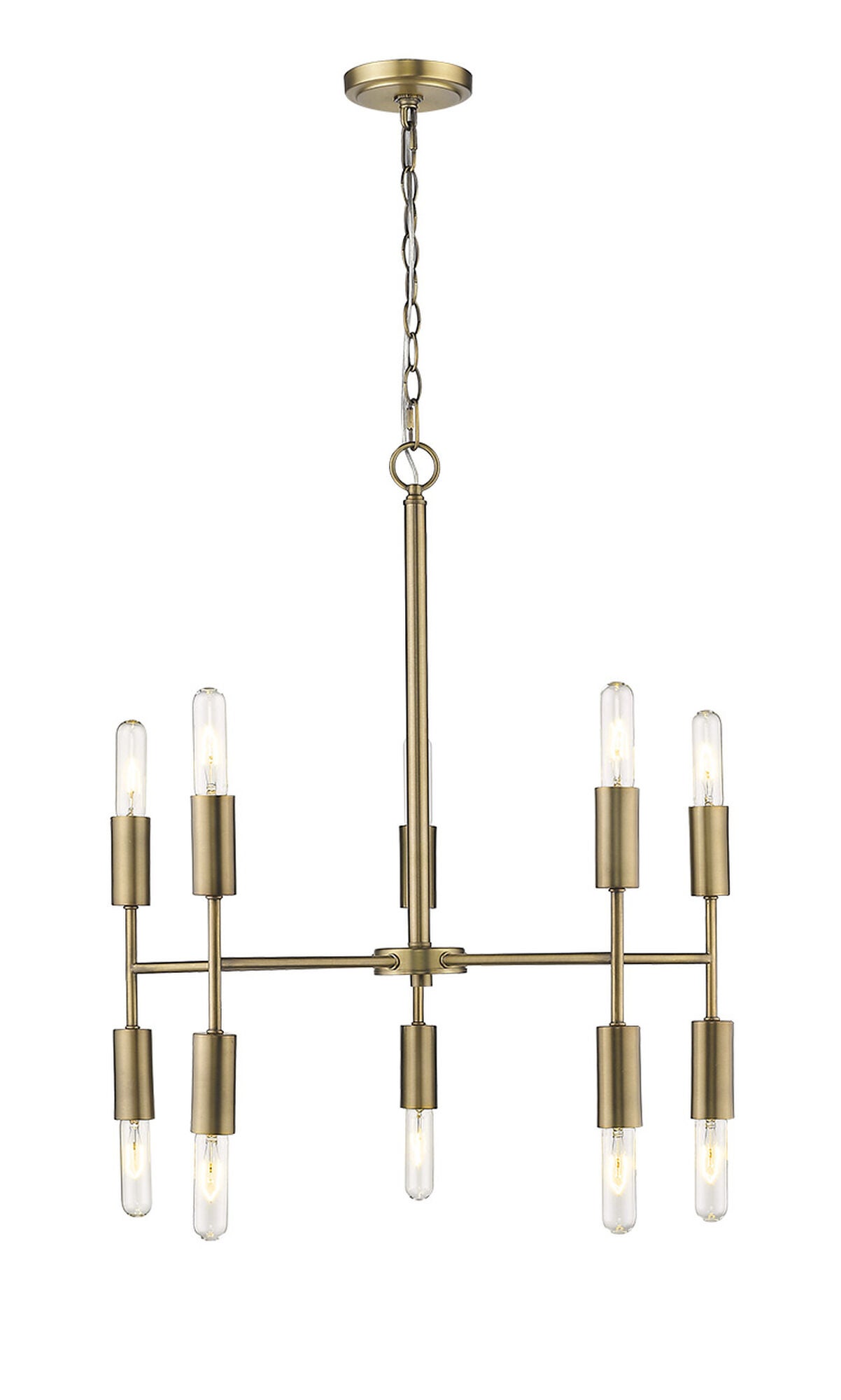 Shown in Aged Brass finish and -- glass and -- shade
