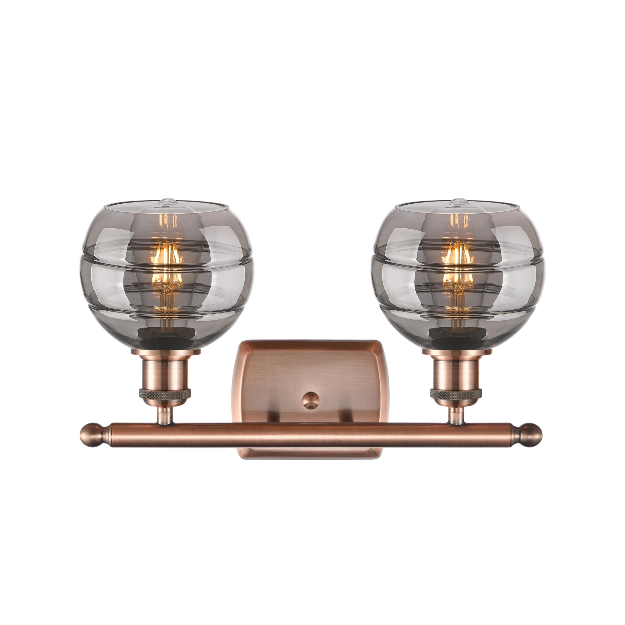 Shown in Antique Copper finish and Light Smoke glass