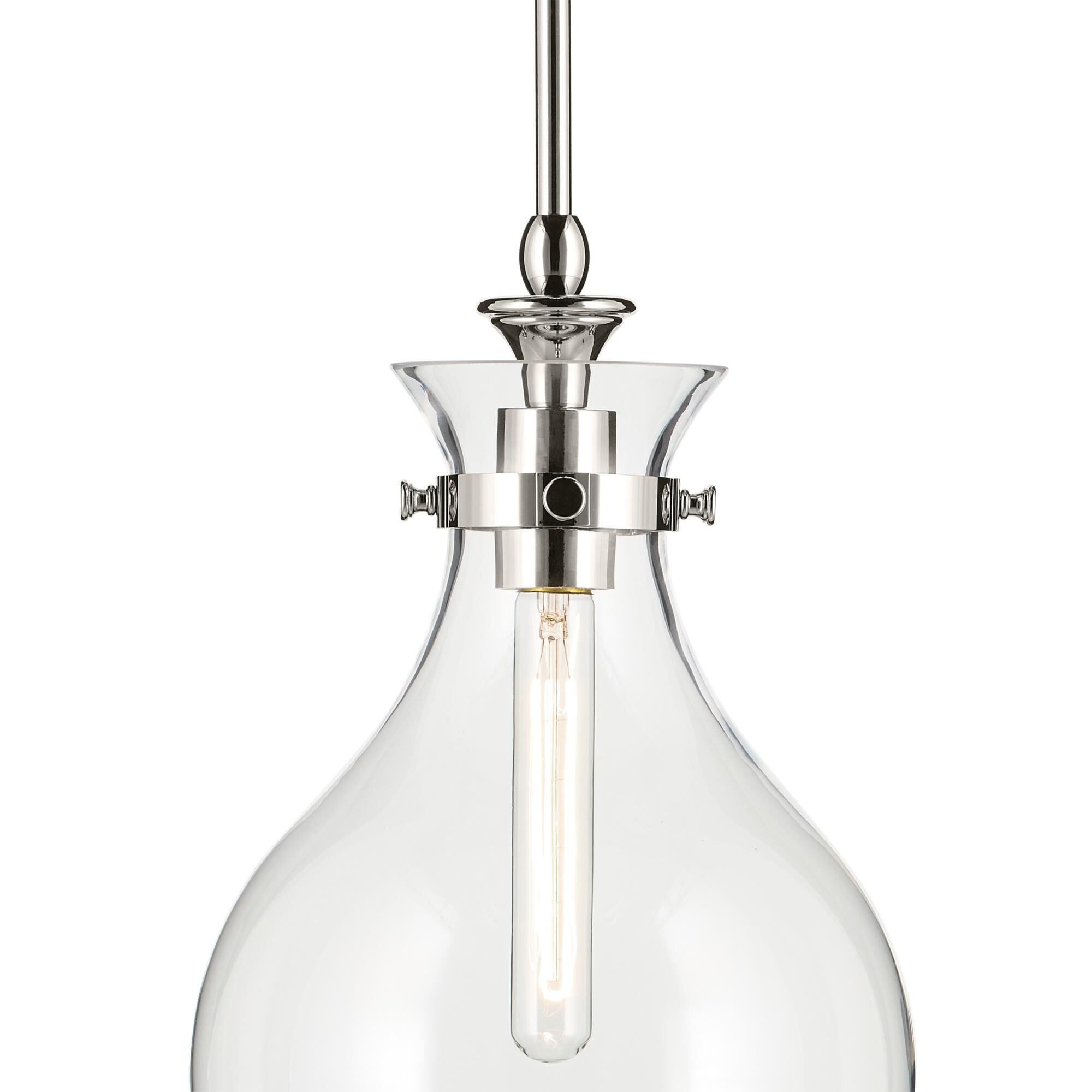 Shown in Polished Nickel finish and Clear glass