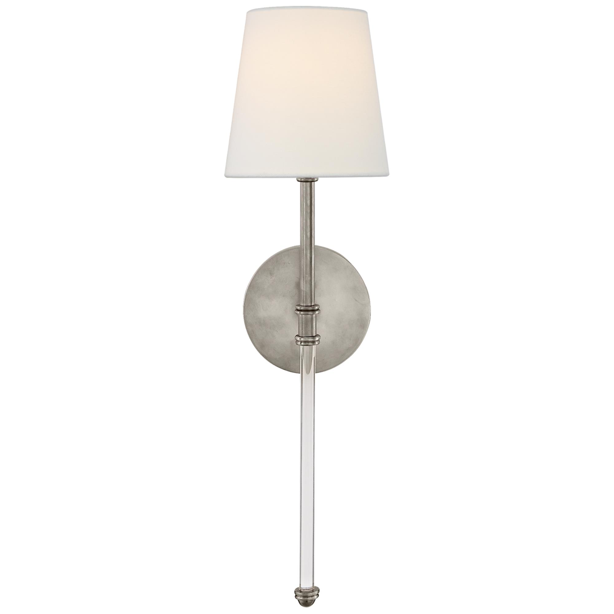 Shown in Antique Nickel finish and Linen shade