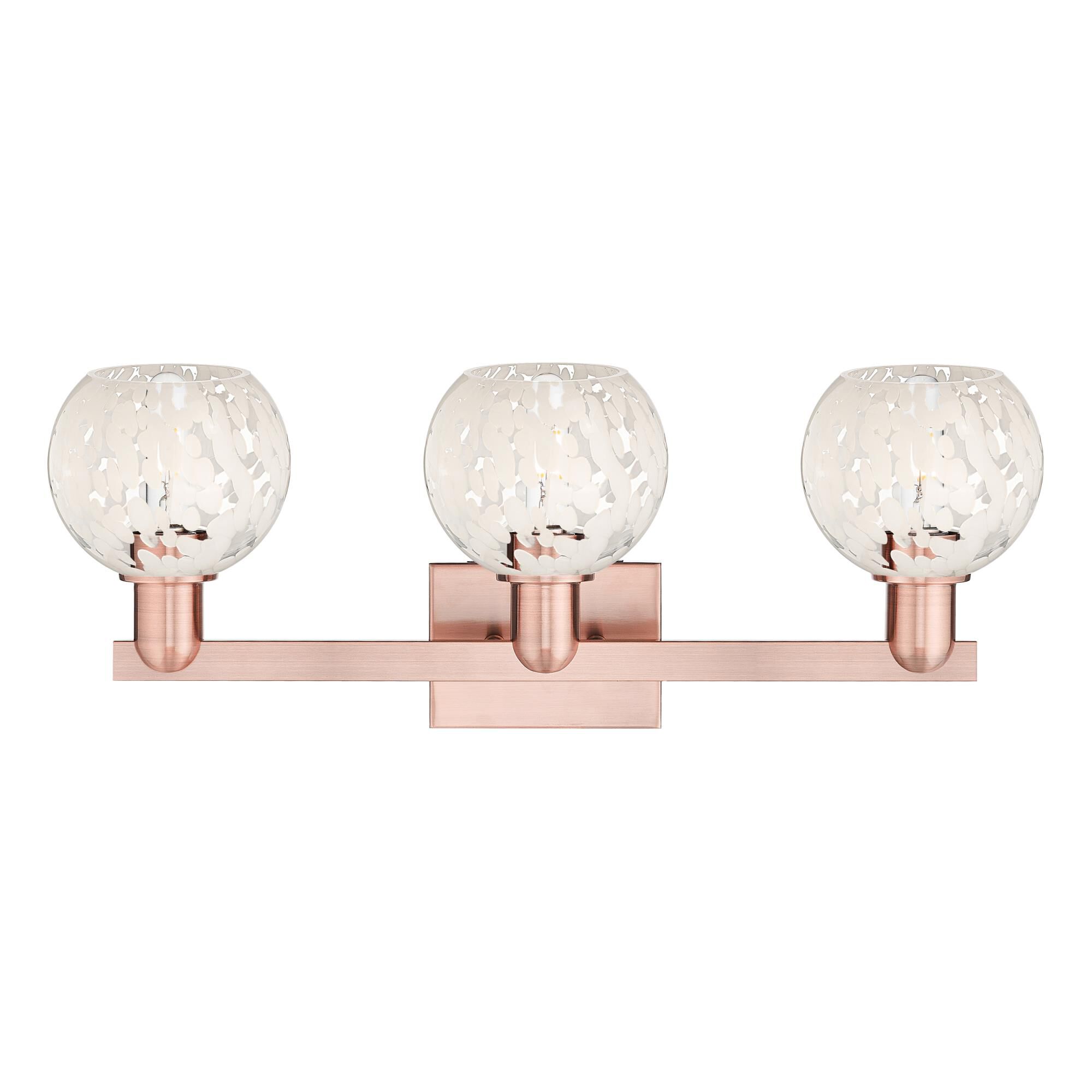 Shown in Brushed Brass finish and White Mouchette glass