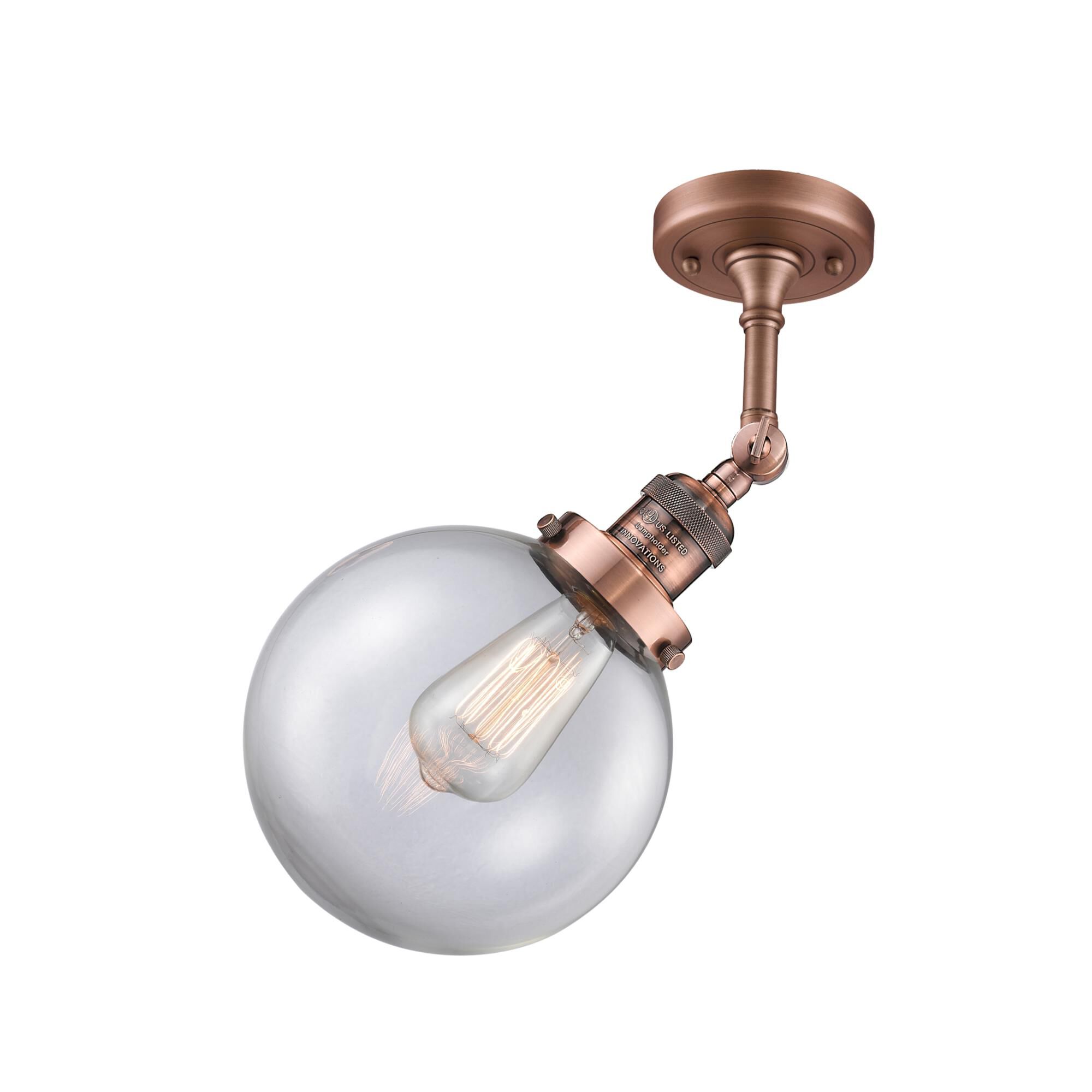 Shown in Antique Copper finish and Clear glass and No Accent accent