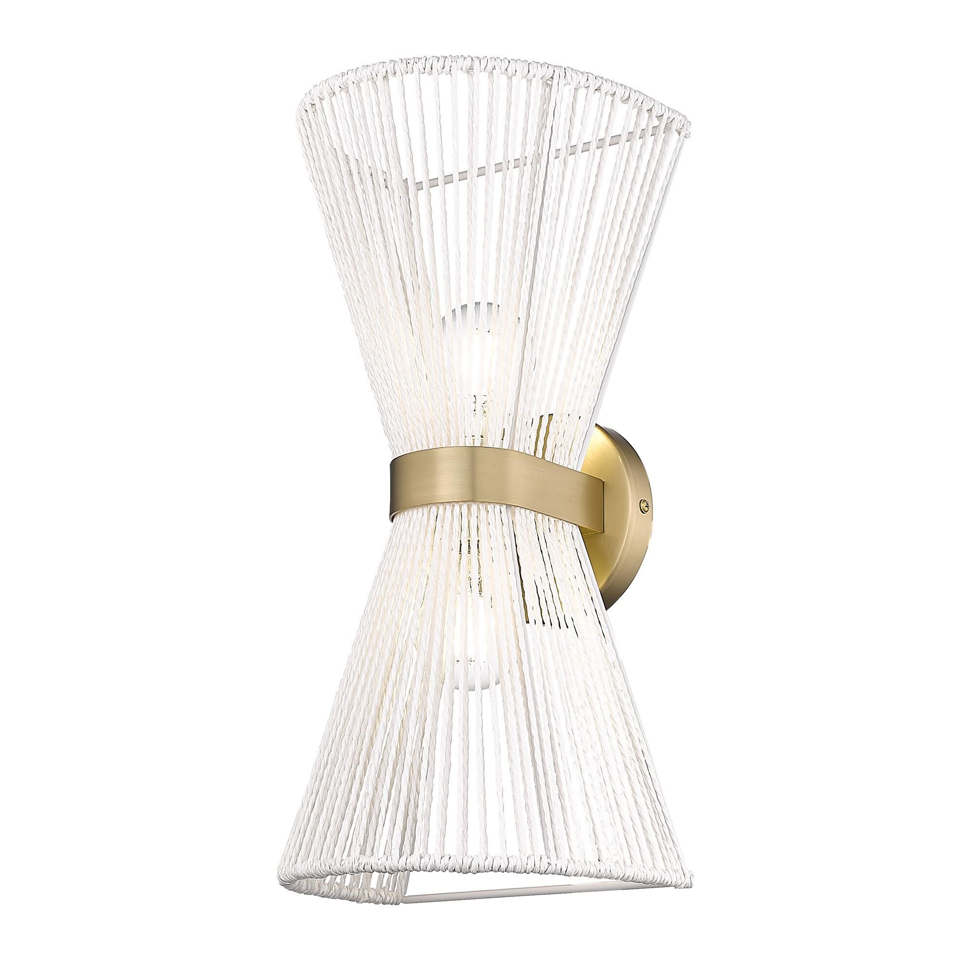 Shown in Brushed Champagne Bronze finish and Bleached White Raphia Rope shade