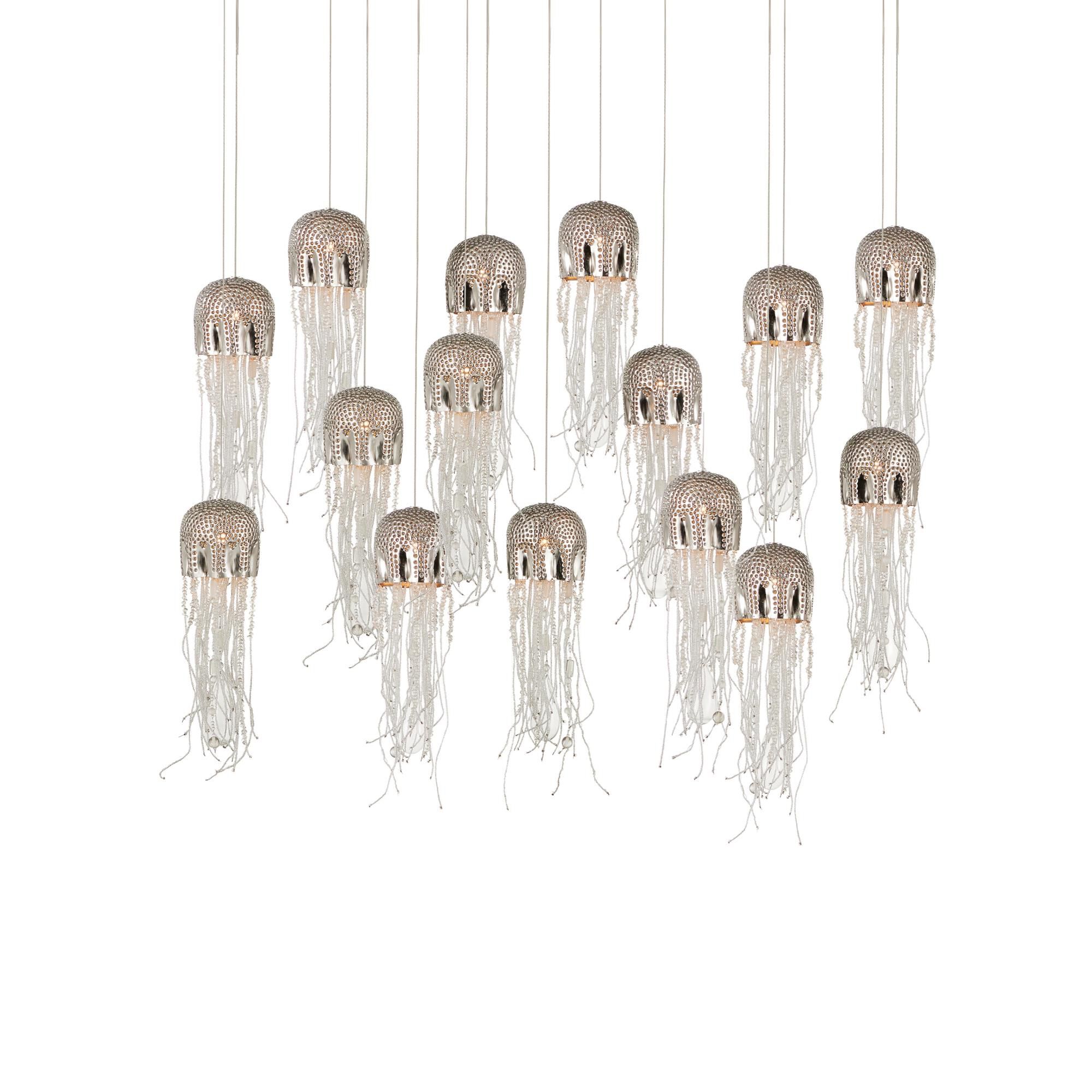 Shown in Nickel/Silver finish and Nickel/Steel/Glass shade