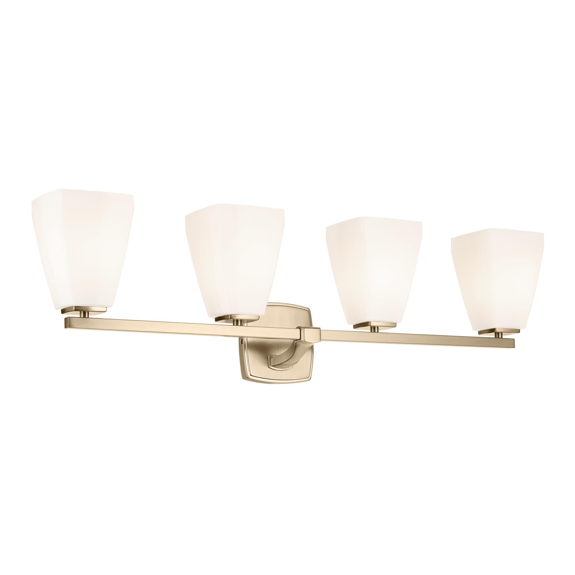 Shown in Champagne Bronze finish and Opal glass