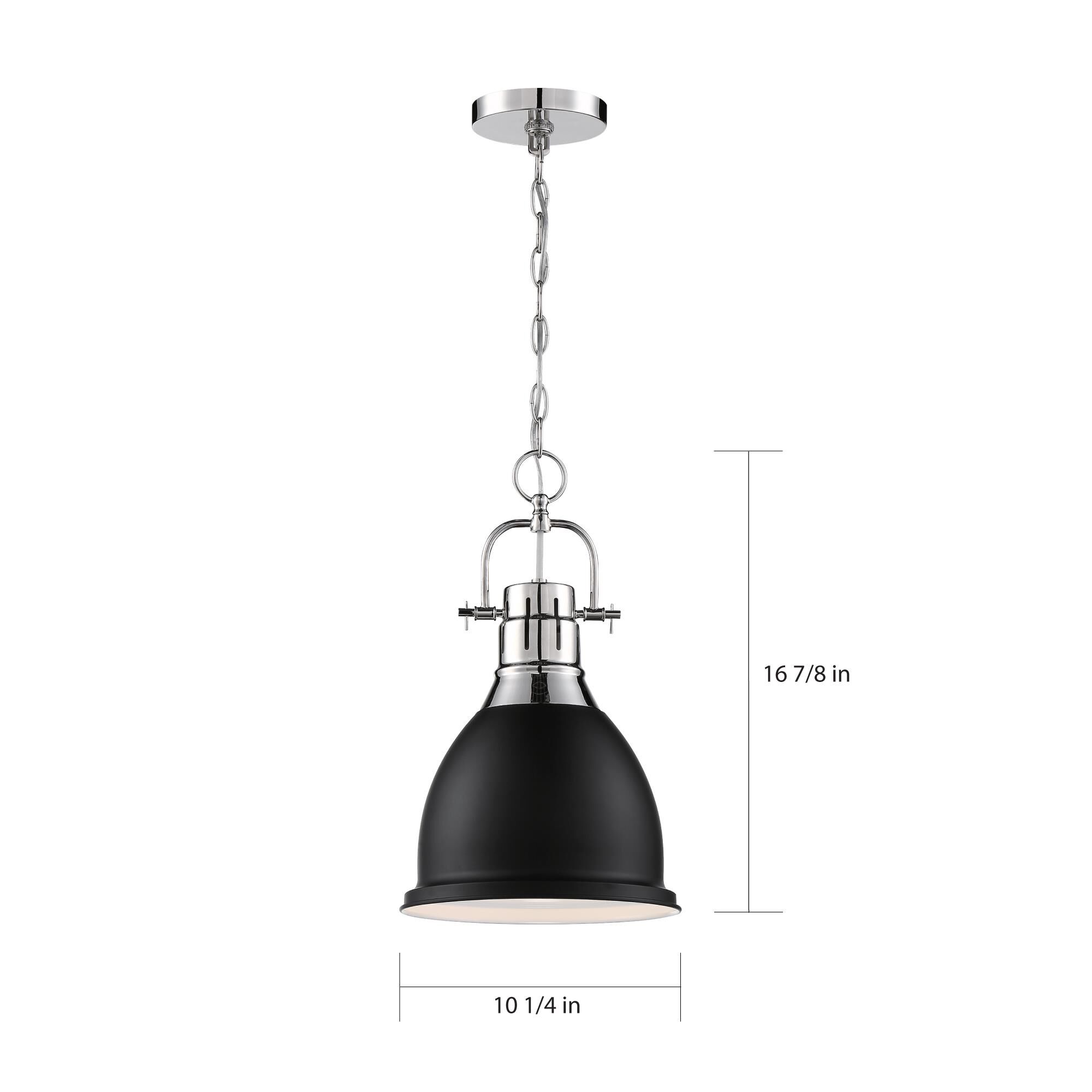 Shown in Polished Nickel finish and Matte Black Metal shade