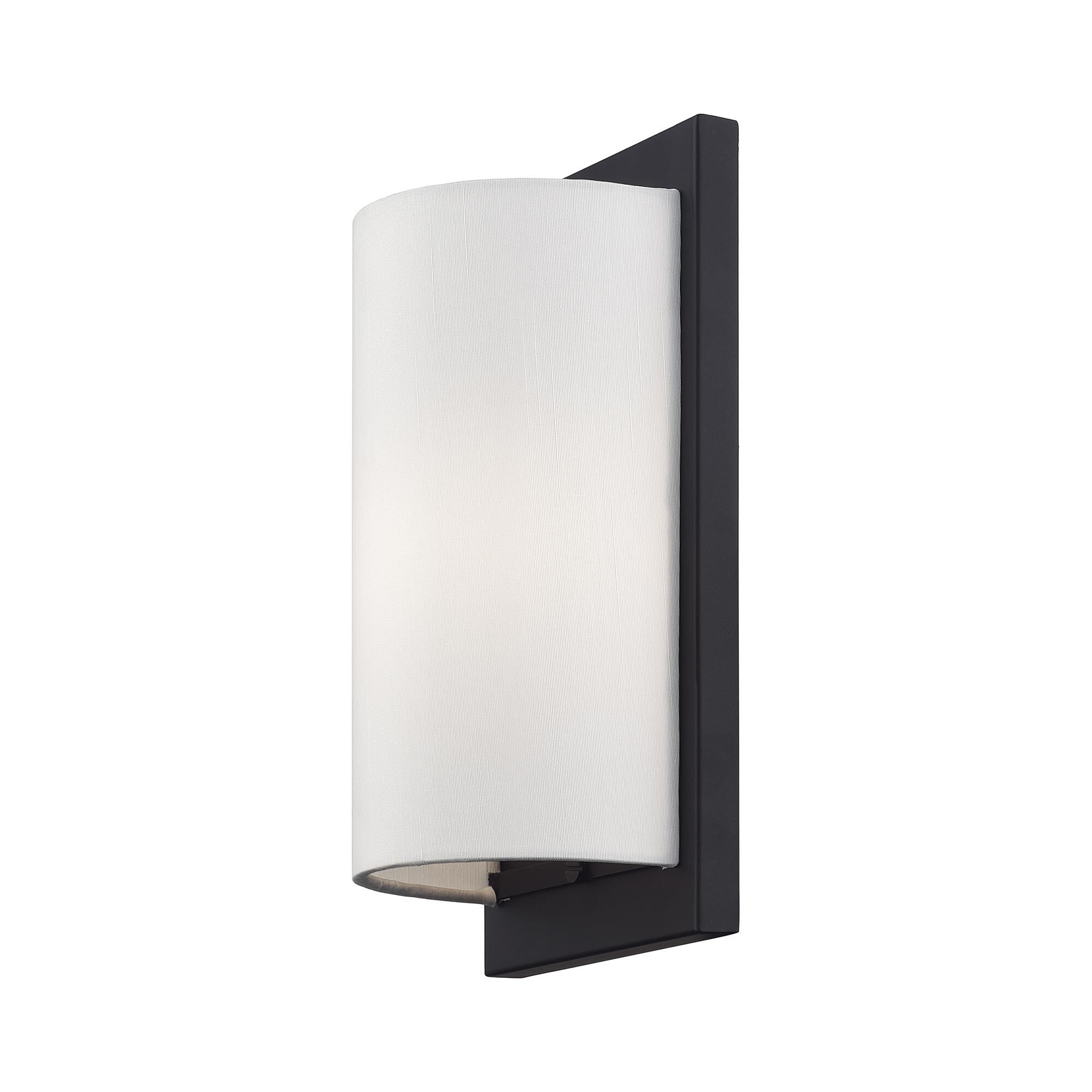 Shown in Black finish and Hand Crafted Off-White Fabric Hardback shade
