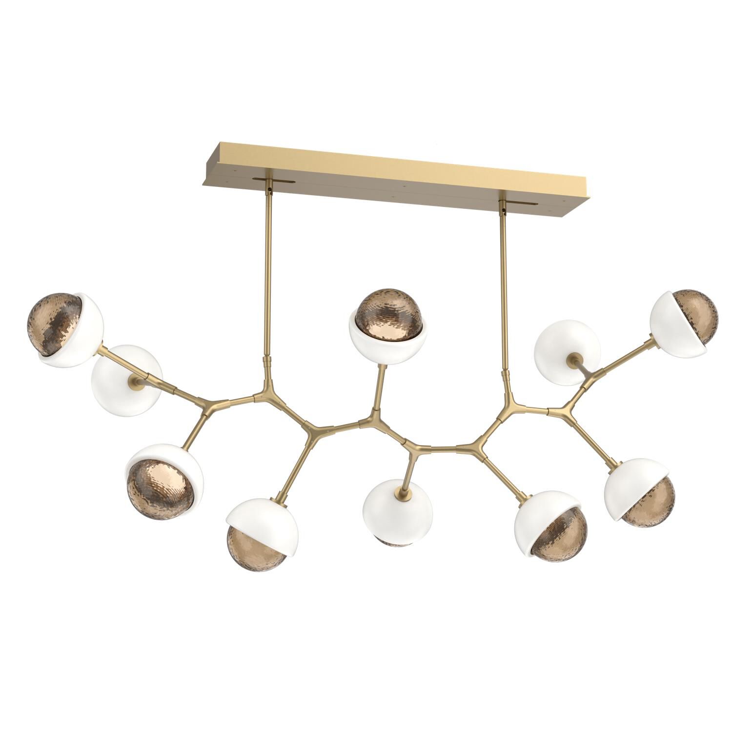 Shown in Gilded Brass finish and Bronze glass and Salt White accent