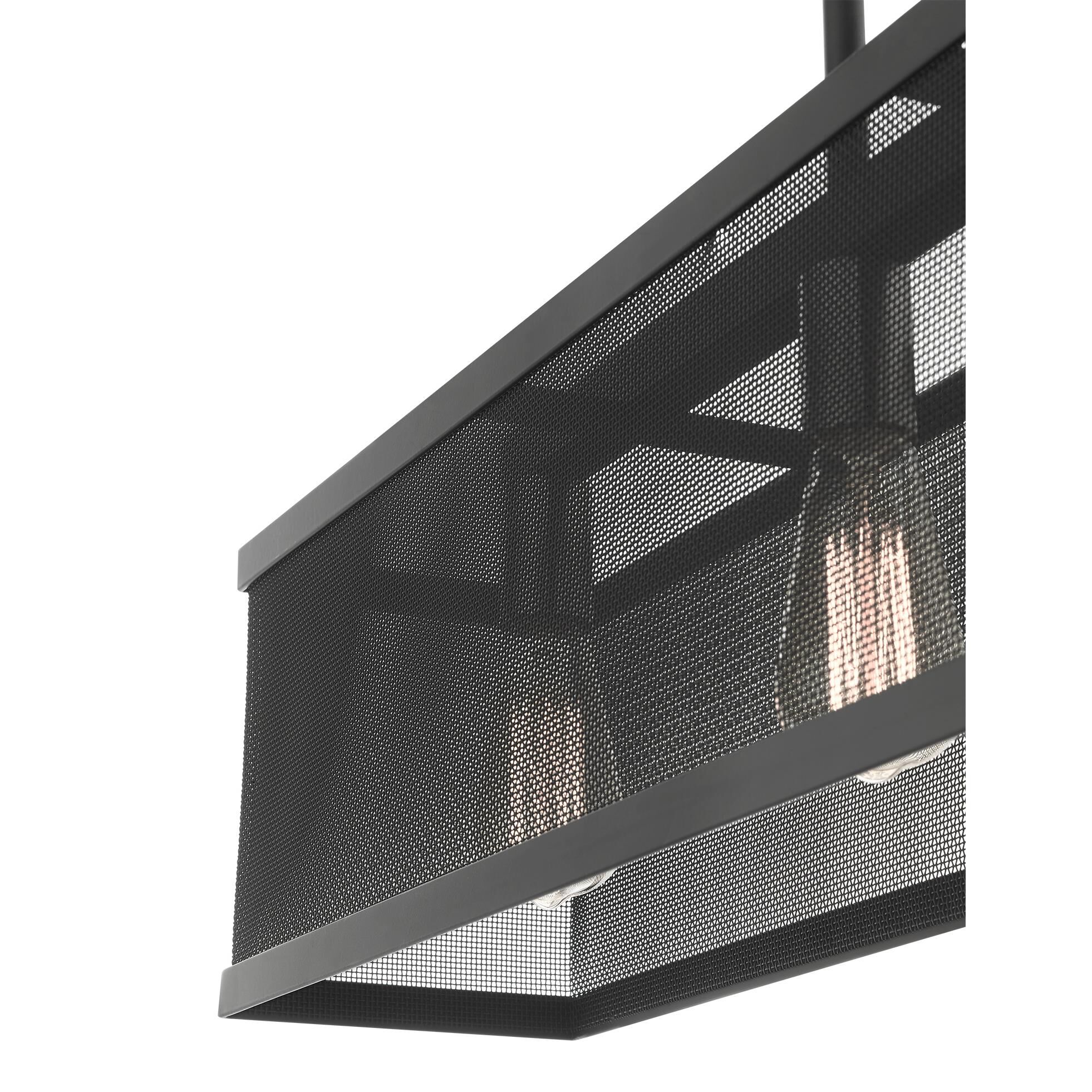 Shown in Black With Brushed Nickel Accents finish and Black Stainless Mesh Shade glass and Black Stainless Mesh shade