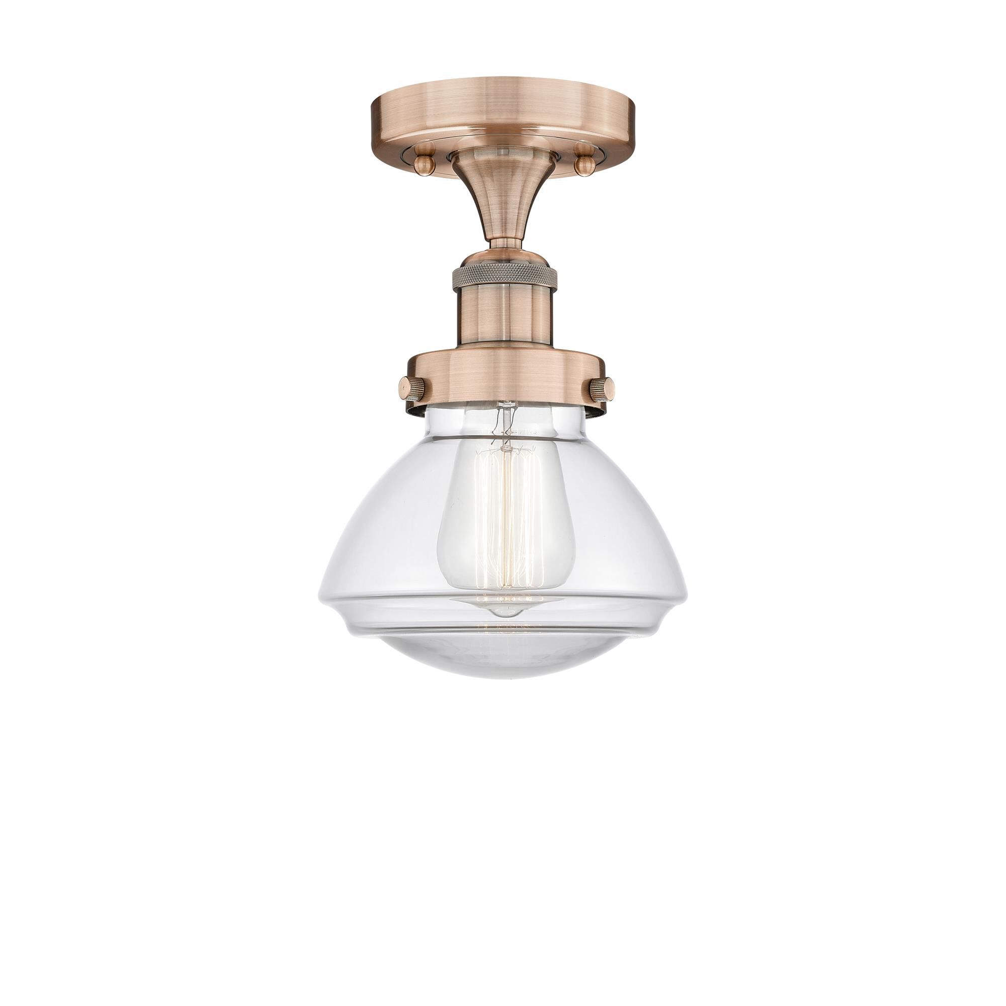 Shown in Antique Copper finish and Clear glass