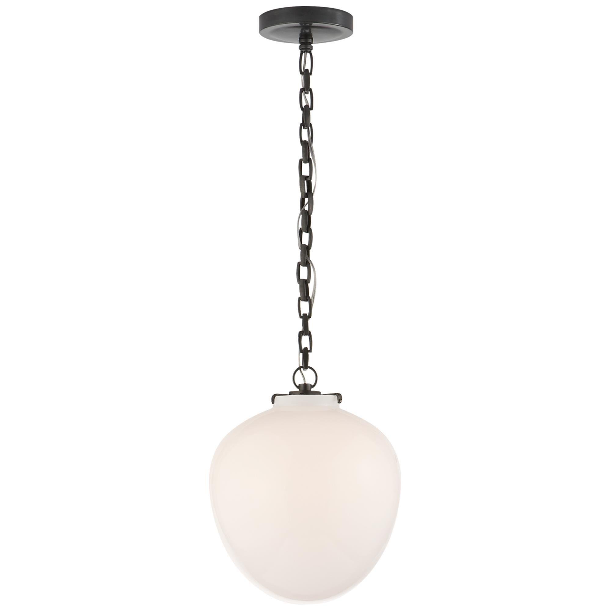 Shown in Bronze finish and White glass