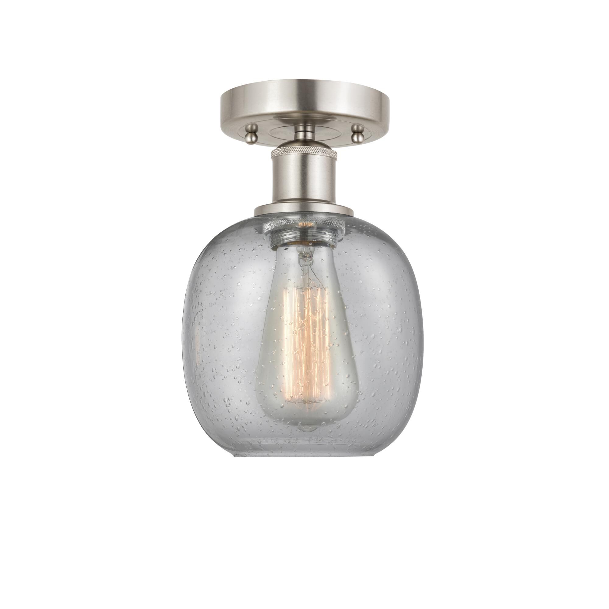 Shown in Brushed Satin Nickel finish and Seedy glass