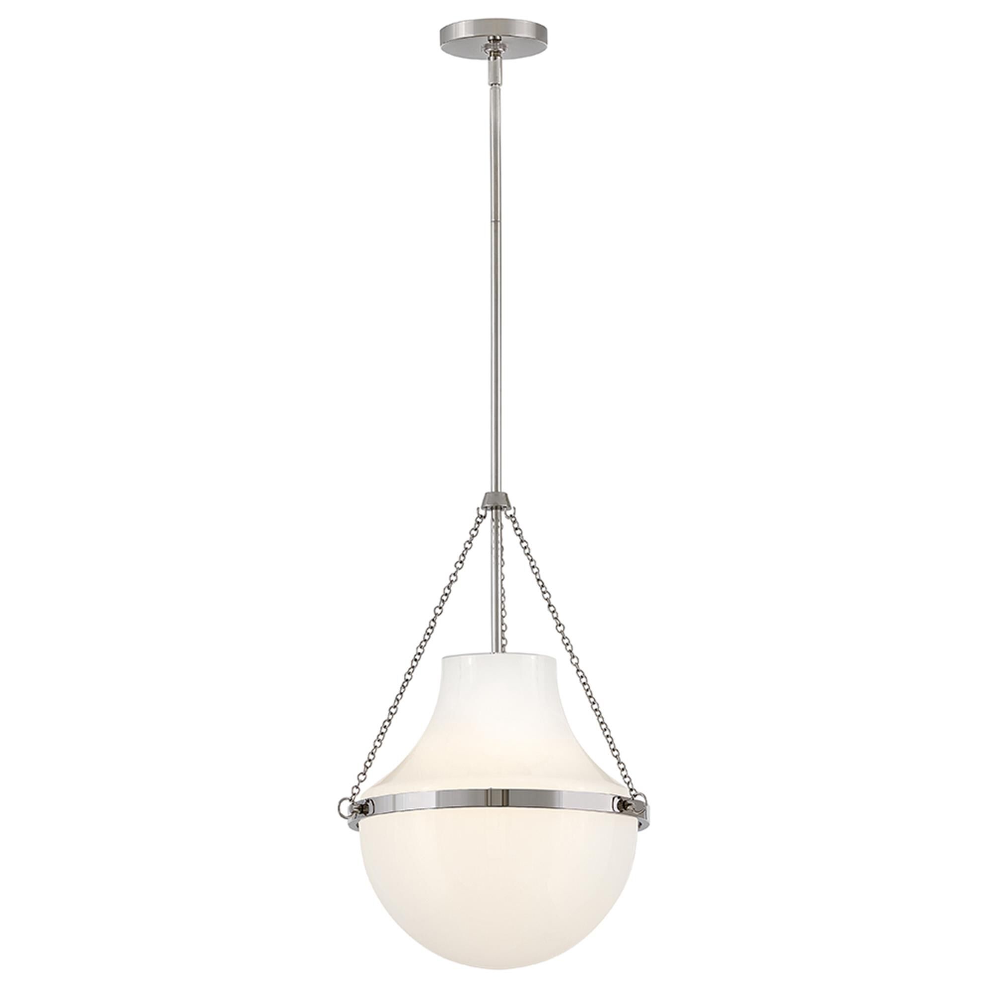 Shown in Polished Nickel finish and Cased Opal glass