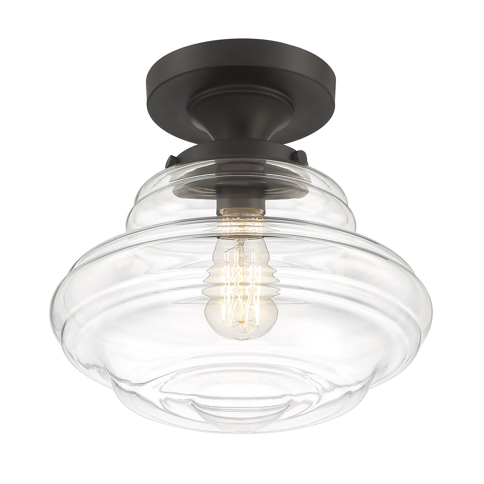 Shown in Oil Rubbed Bronze finish and Clear glass and Glass shade