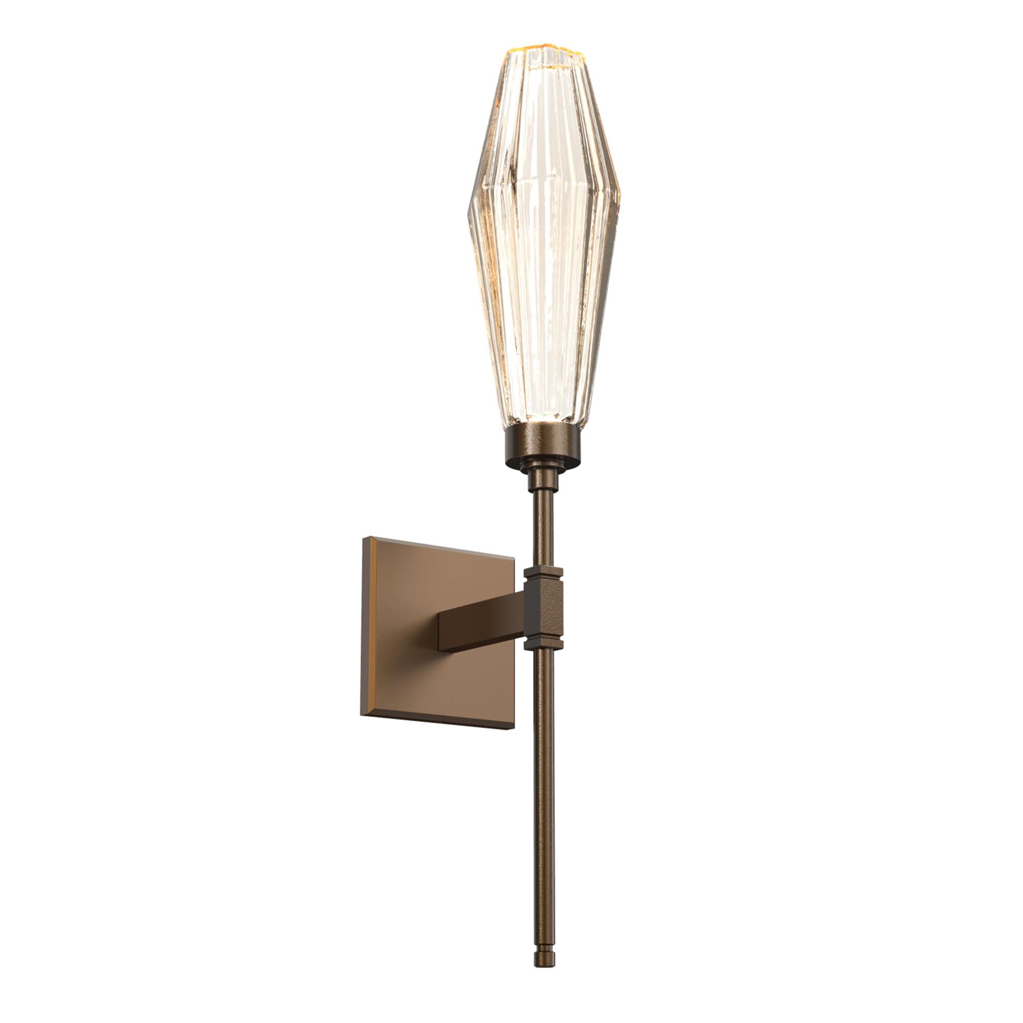 Shown in Flat Bronze finish and Optic Rib Amber glass
