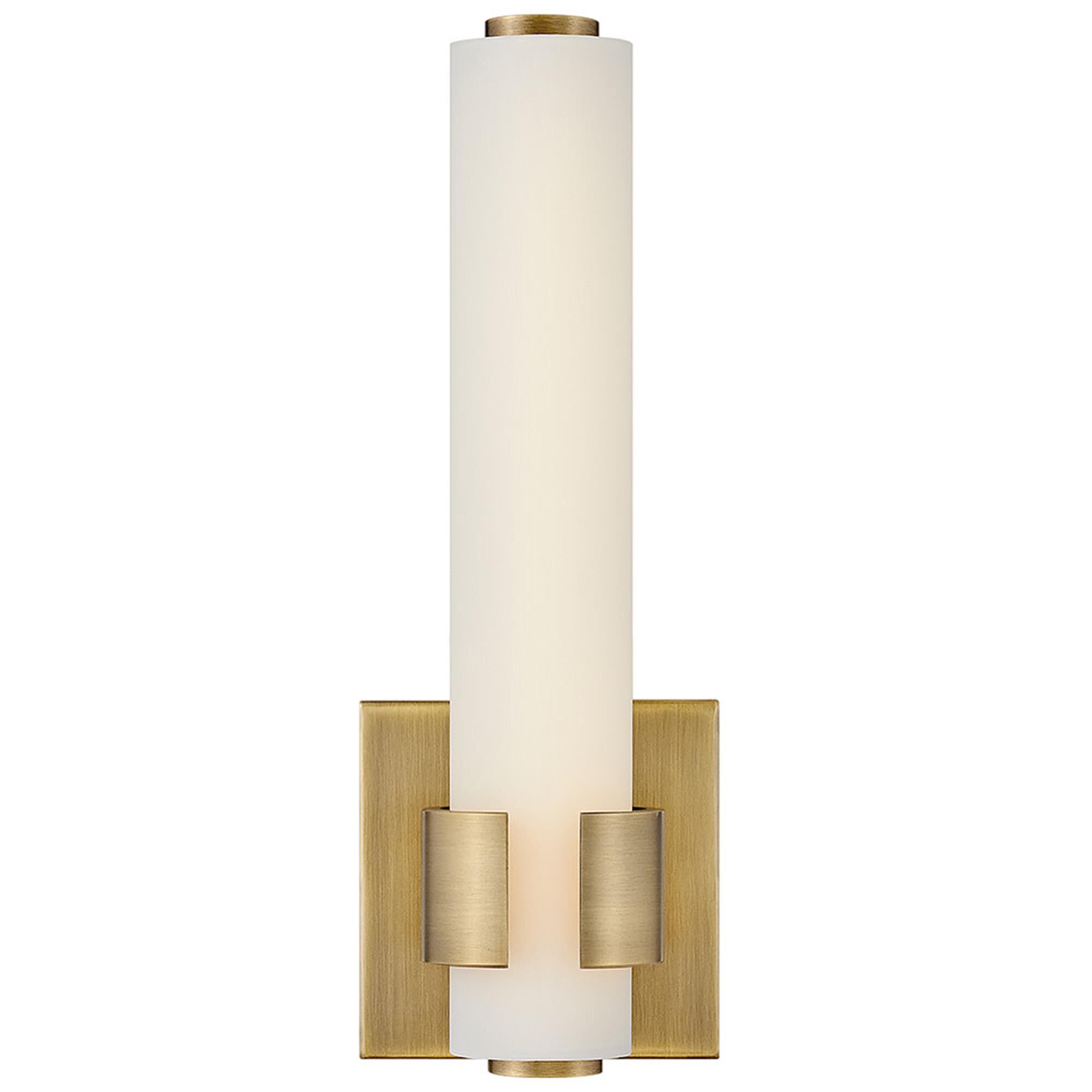 Shown in Lacquered Brass finish and Etched White glass