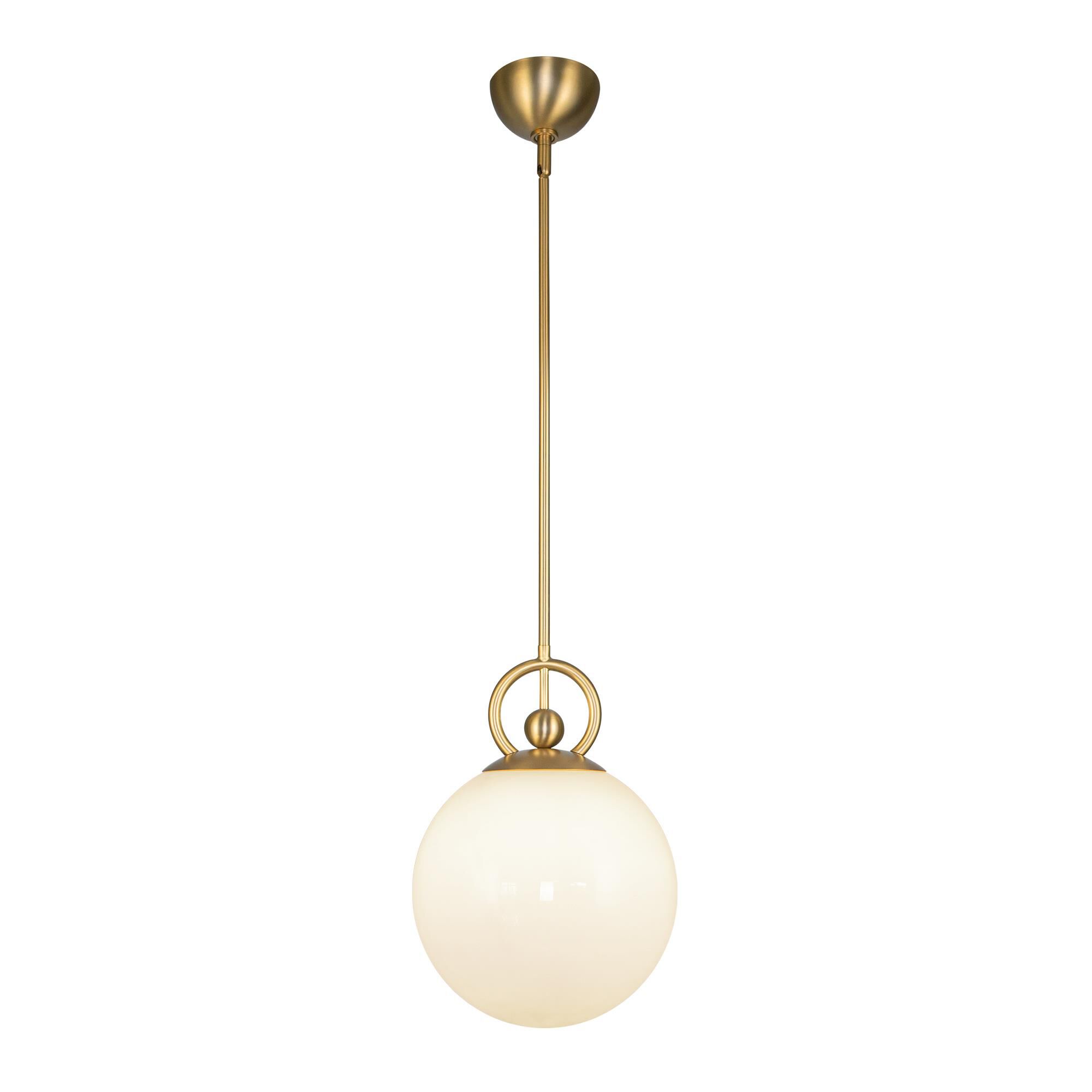Shown in Brushed Gold/Glossy Opal Glass|matte Black/Glossy Opal Glass finish and Glossy Opal glass and Glossy Opal Glass shade