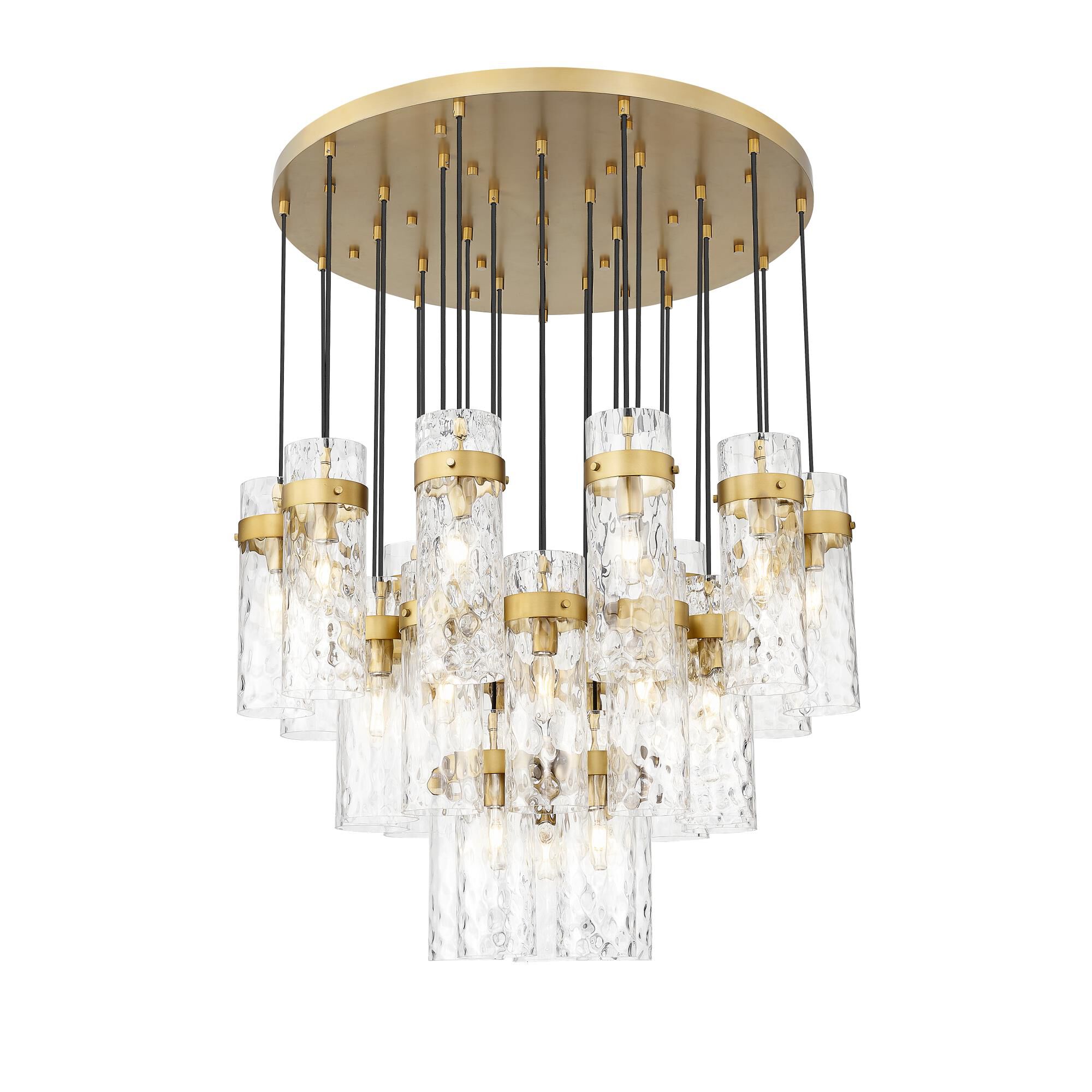 Shown in Rubbed Brass finish and Clear Water glass and Clear Water shade